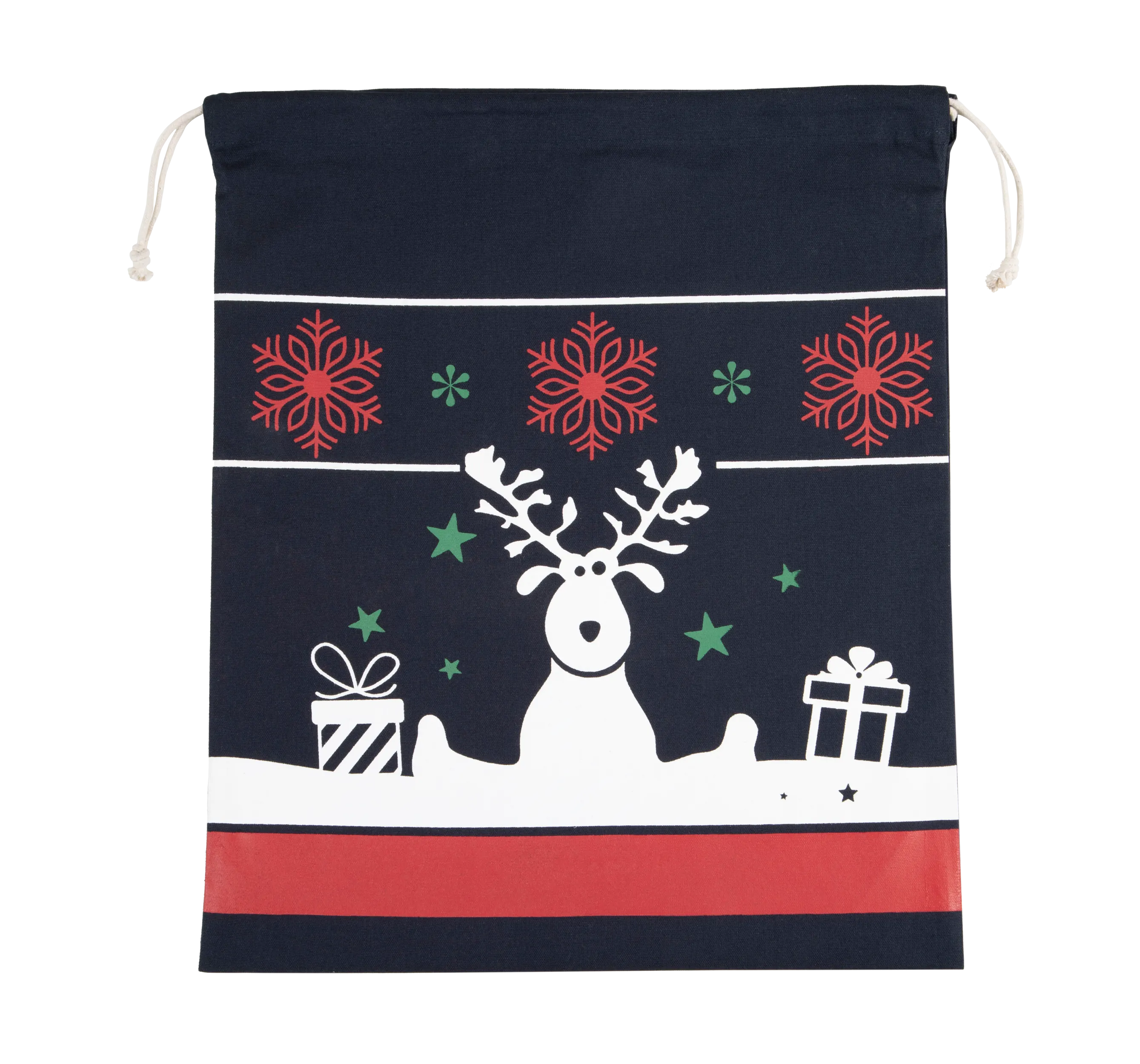 Bolsa con cordón y motivos navideños