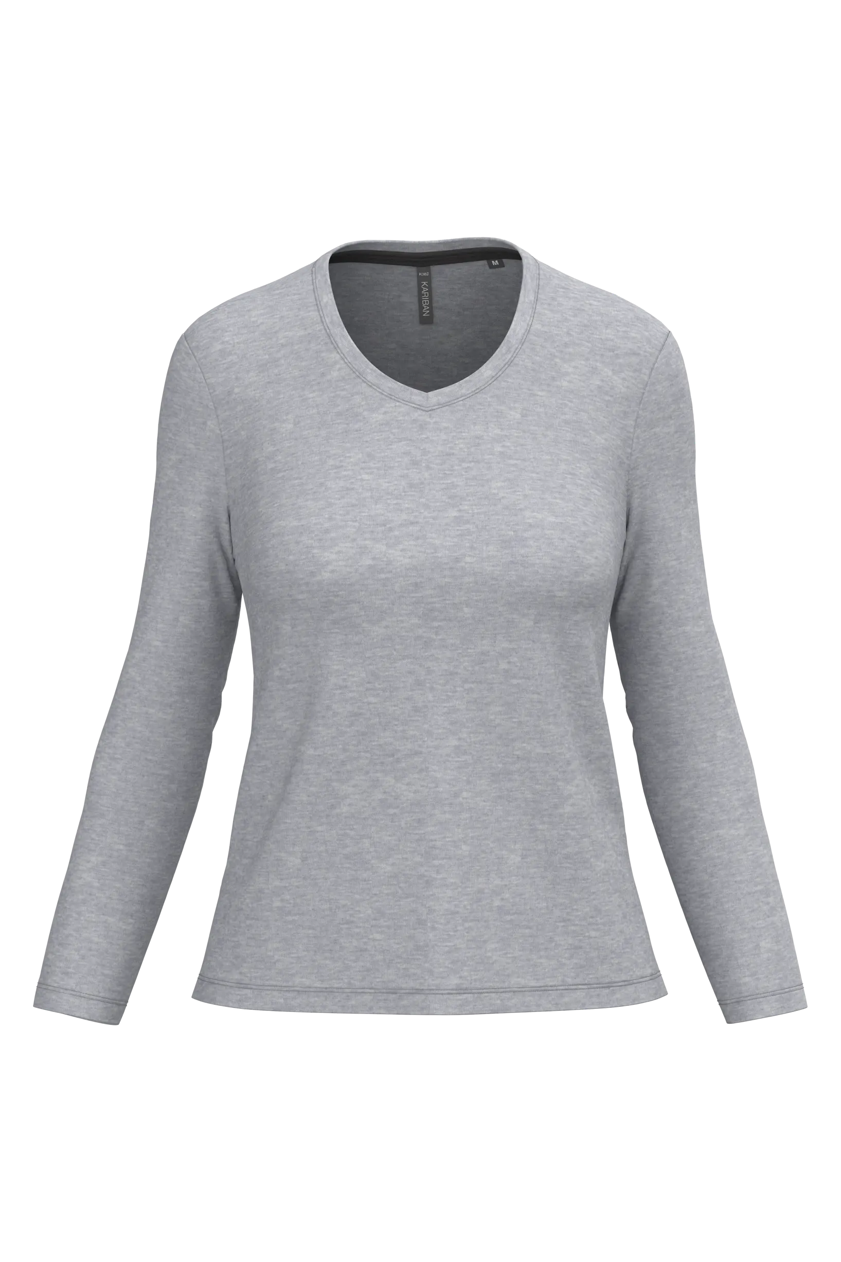 Camiseta manga larga y cuello de pico mujer