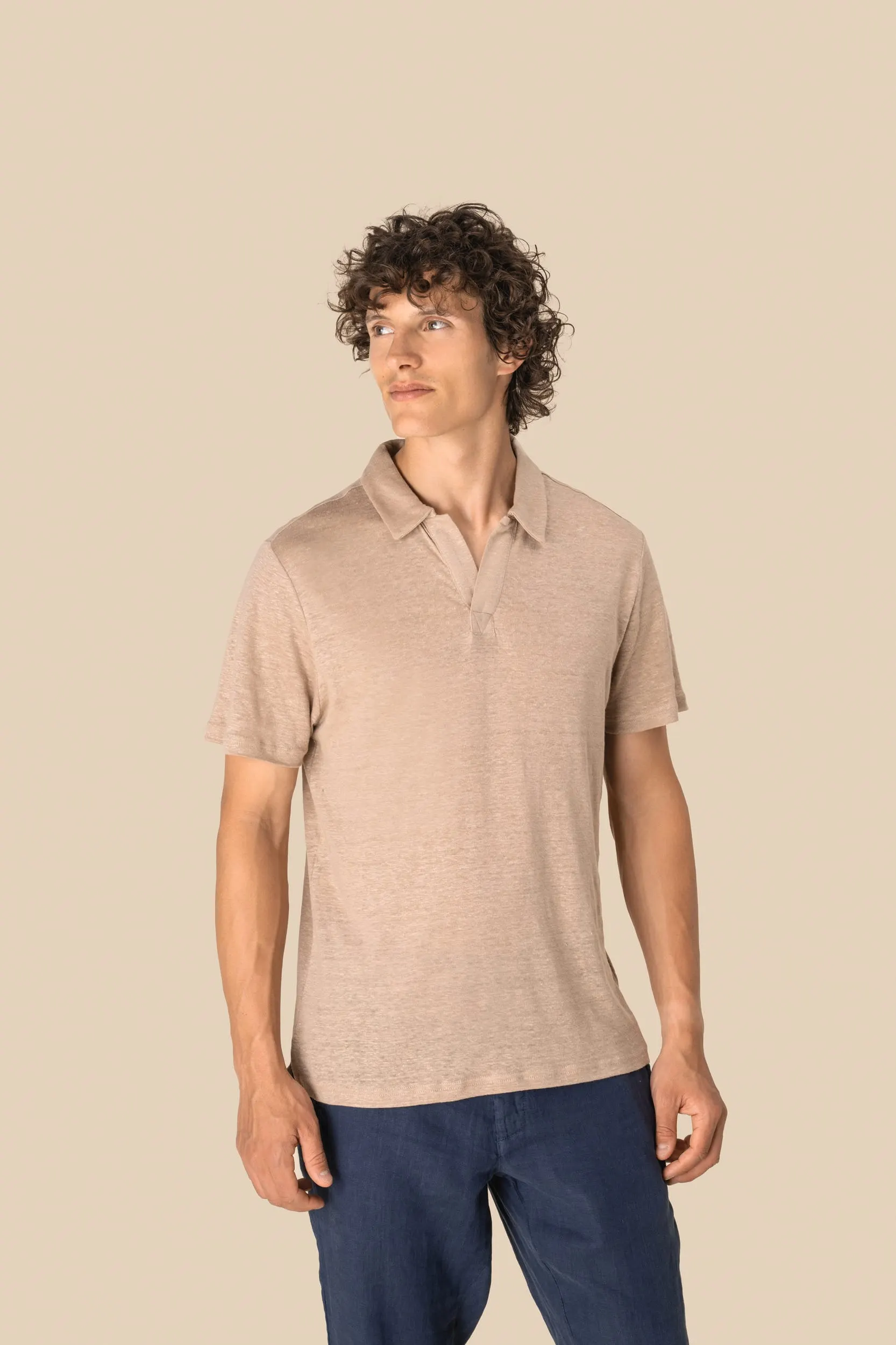 Polo de lino hombre