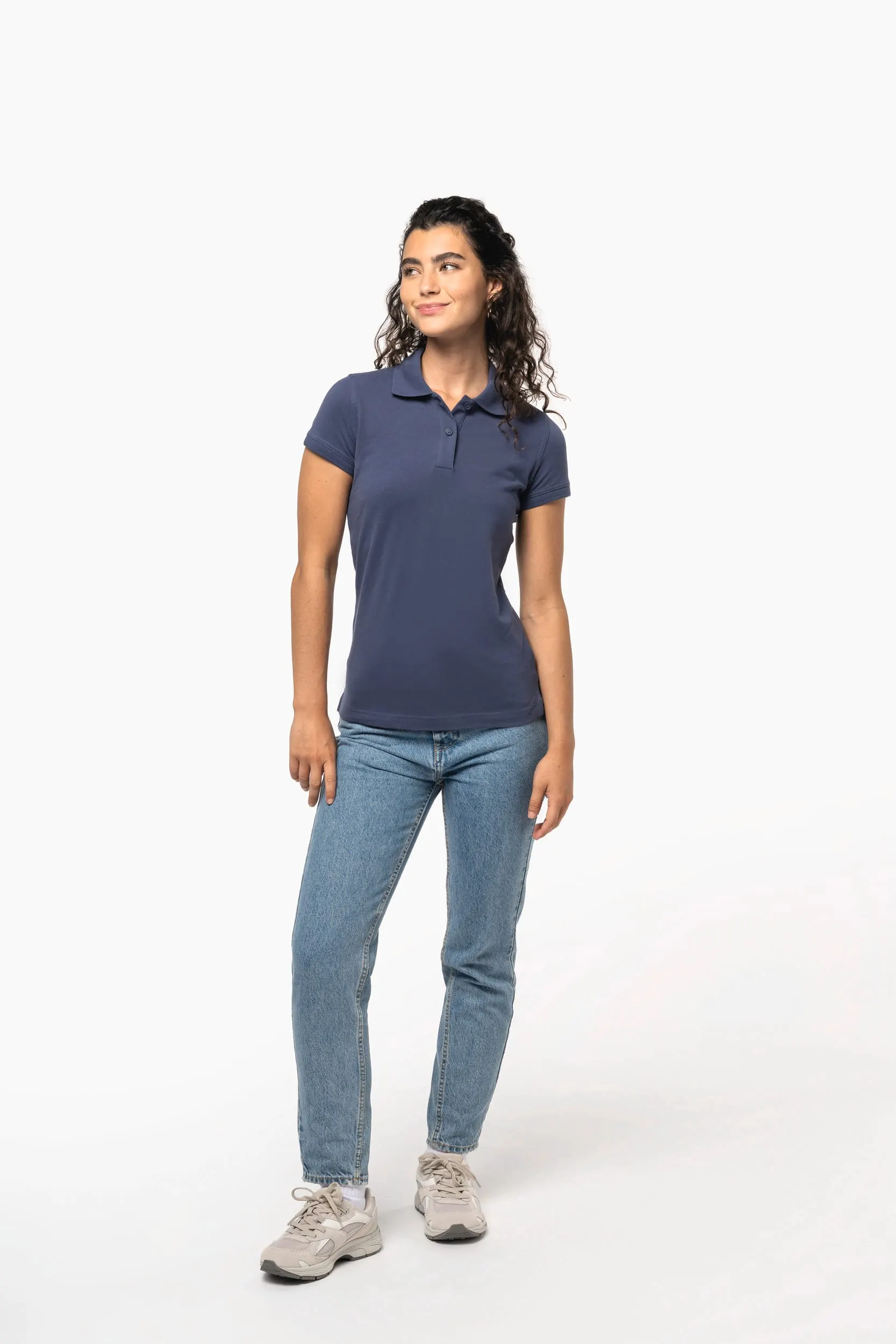 Polo de punto piqué manga corta mujer