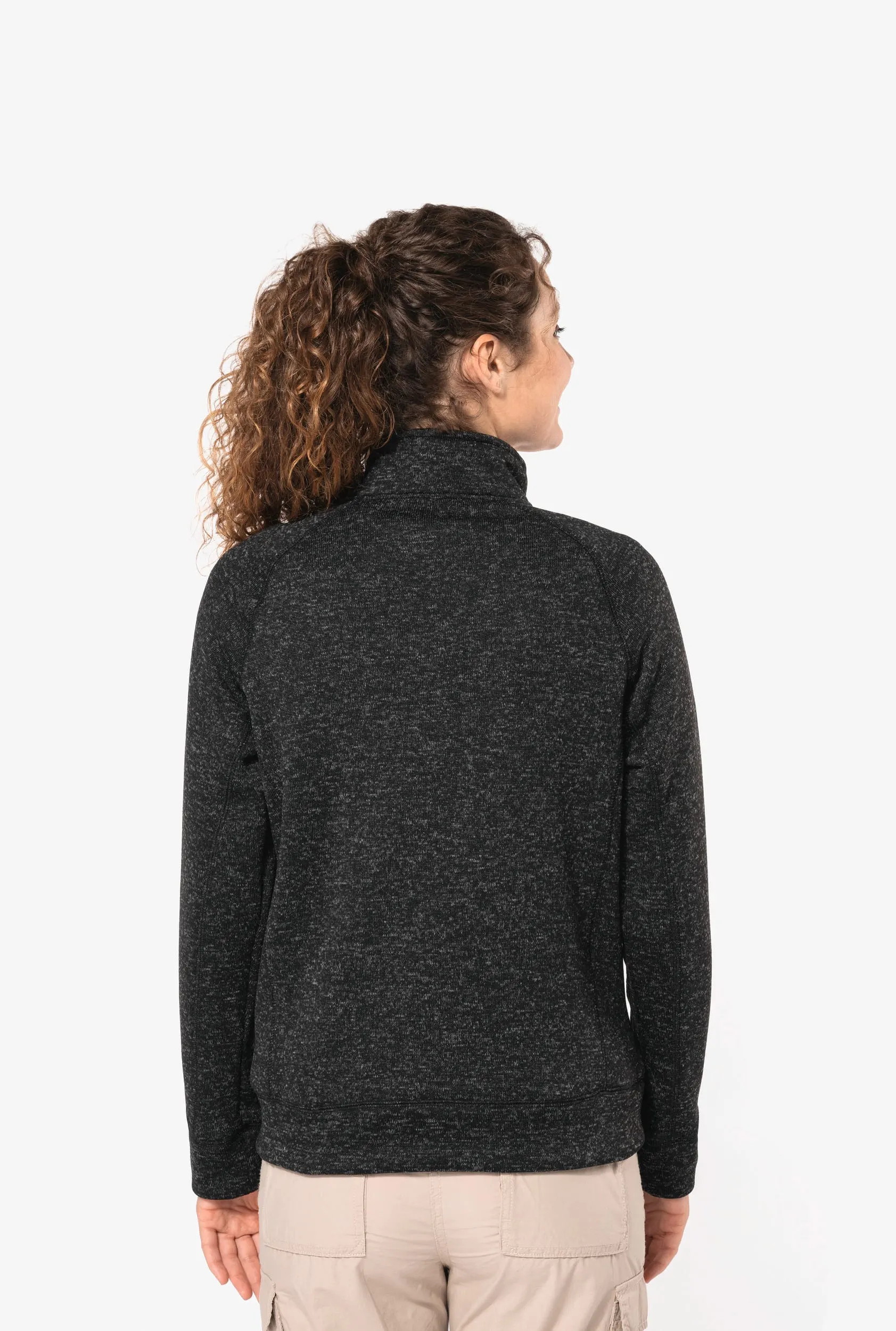 Chaqueta jaspeada con cremallera mujer