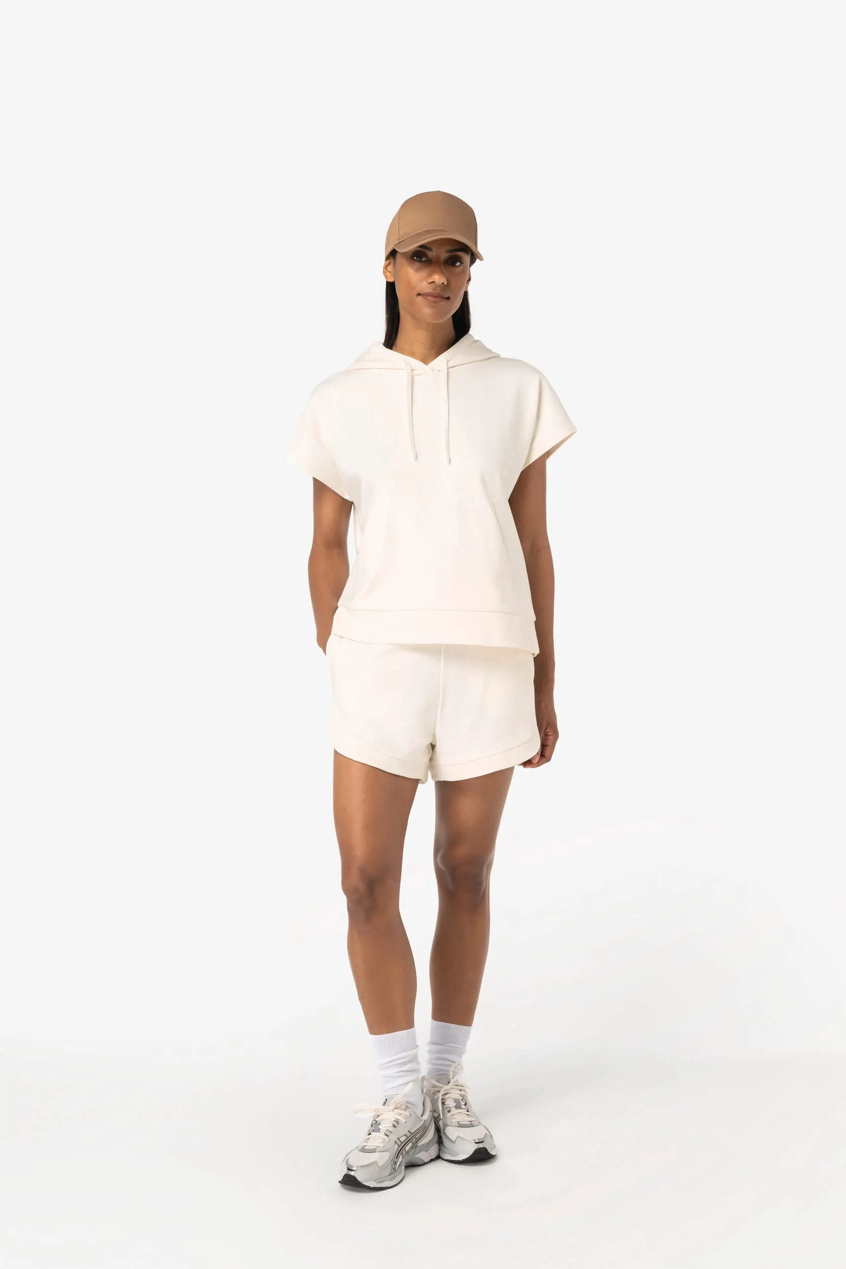Sudadera ecorresponsable con capucha oversize sin mangas French Terry mujer