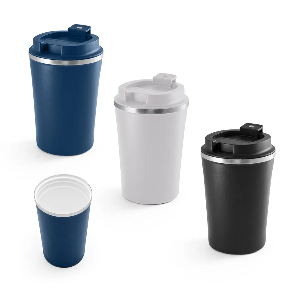 PHELPS CERAMIC. Taza de viaje de acero inoxidable con acabado interior de cerámica de 470 ml