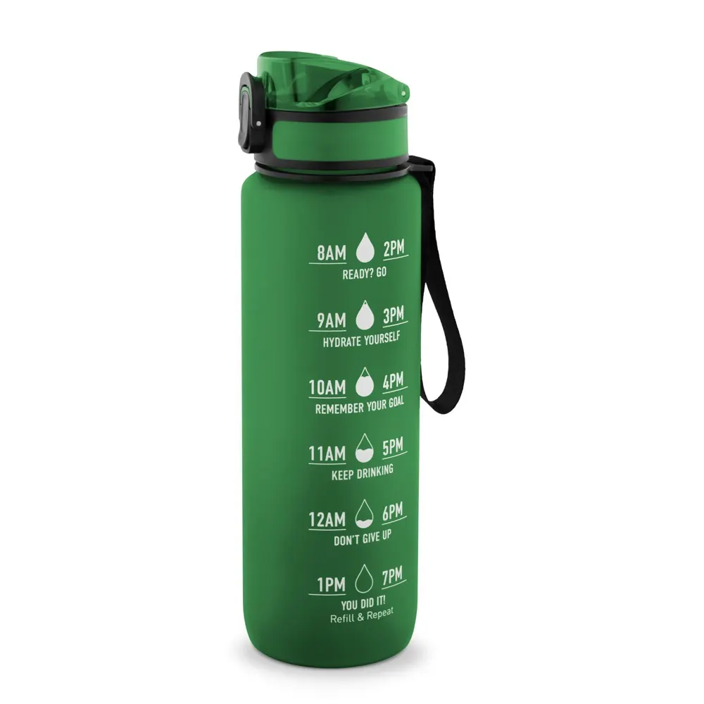 ERIKSSON. Botella fabricada en PET reciclado (100 % rPET), con frases motivadoras y marcas horarias para animarle a beber agua
