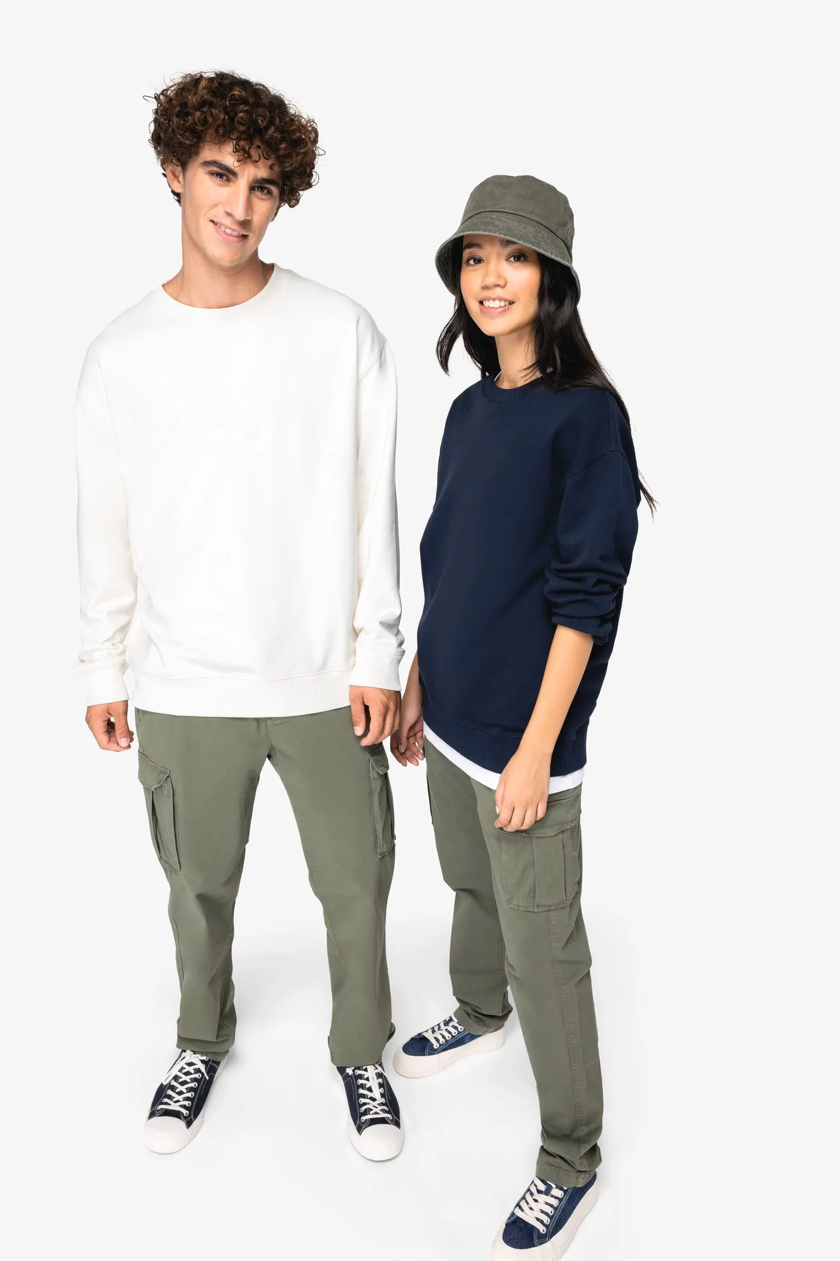 Sudadera ecorresponsable cuello redondo y hombros caídos French Terry unisex