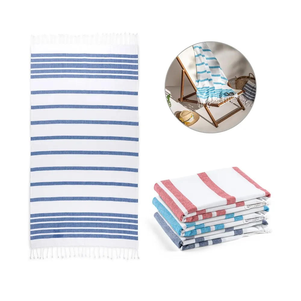 SARDENHA. Toalla de playa de algodón (70% reciclado) y poliéster (30% reciclado) (180 g/m²)