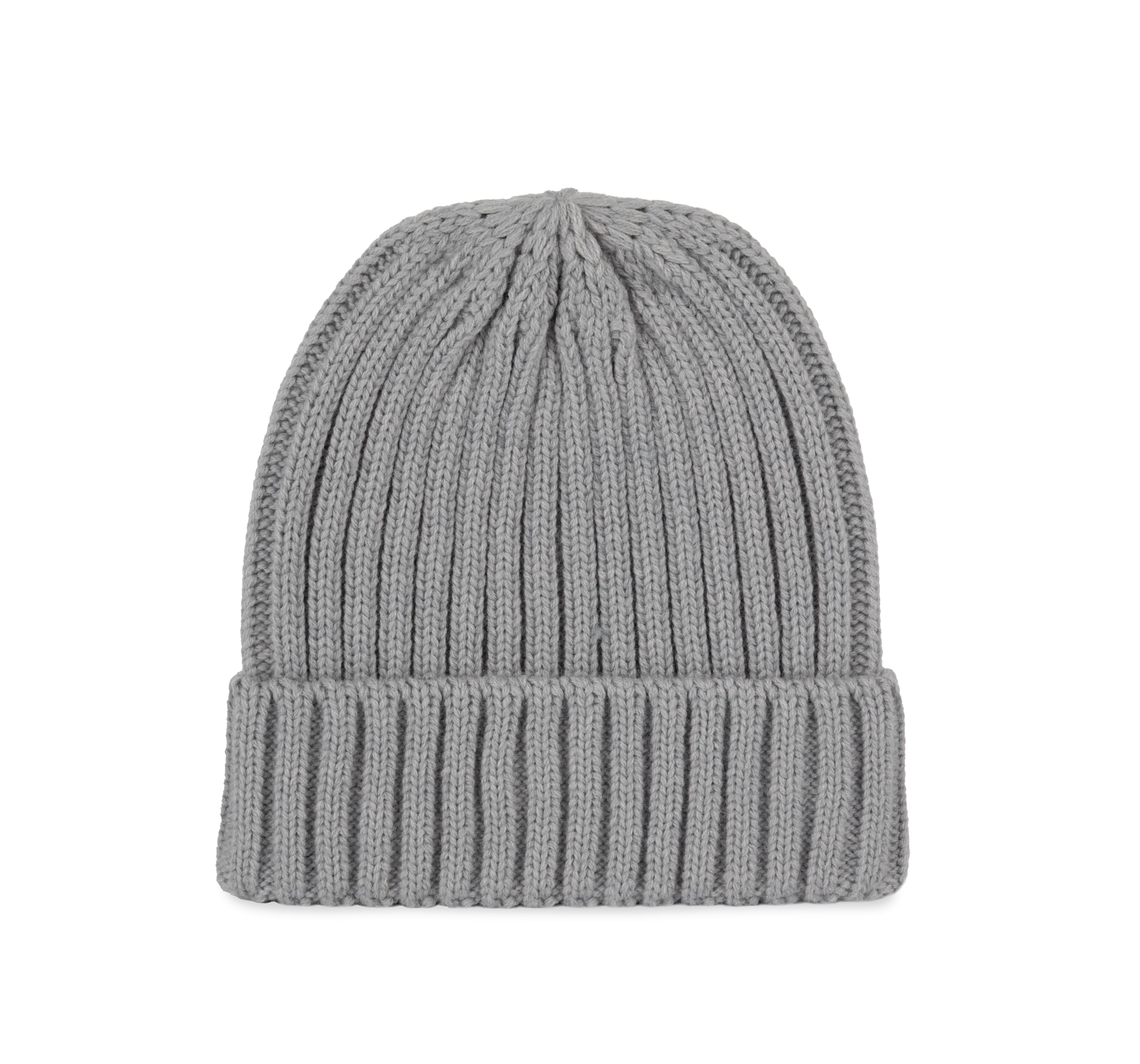 Gorro de punto canalé 2 x 1 con dobladillo