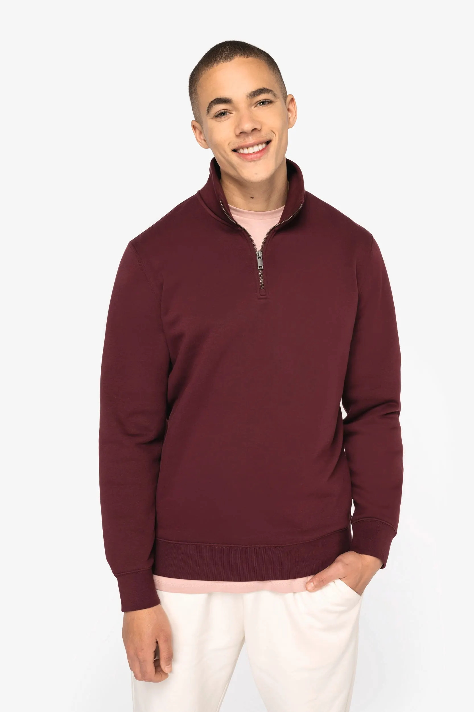 Sudadera ecorresponsable de cuello alto con cremallera hombre