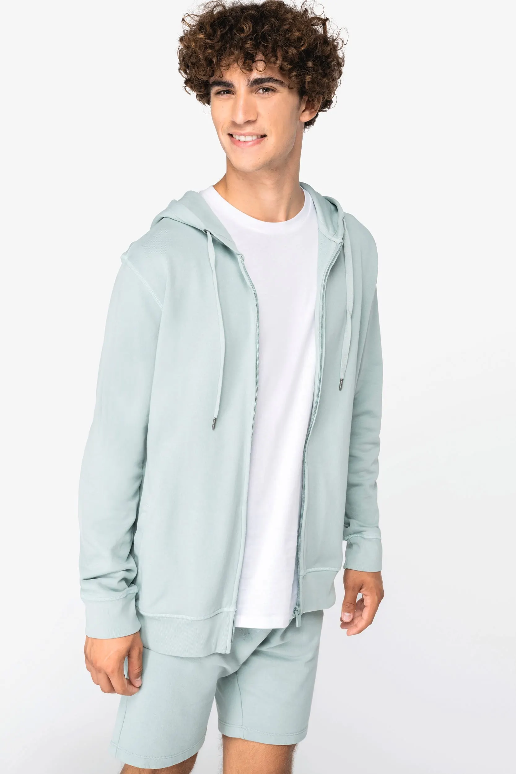 Sudadera ecorresponsable con cremallera y capucha French Terry unisex