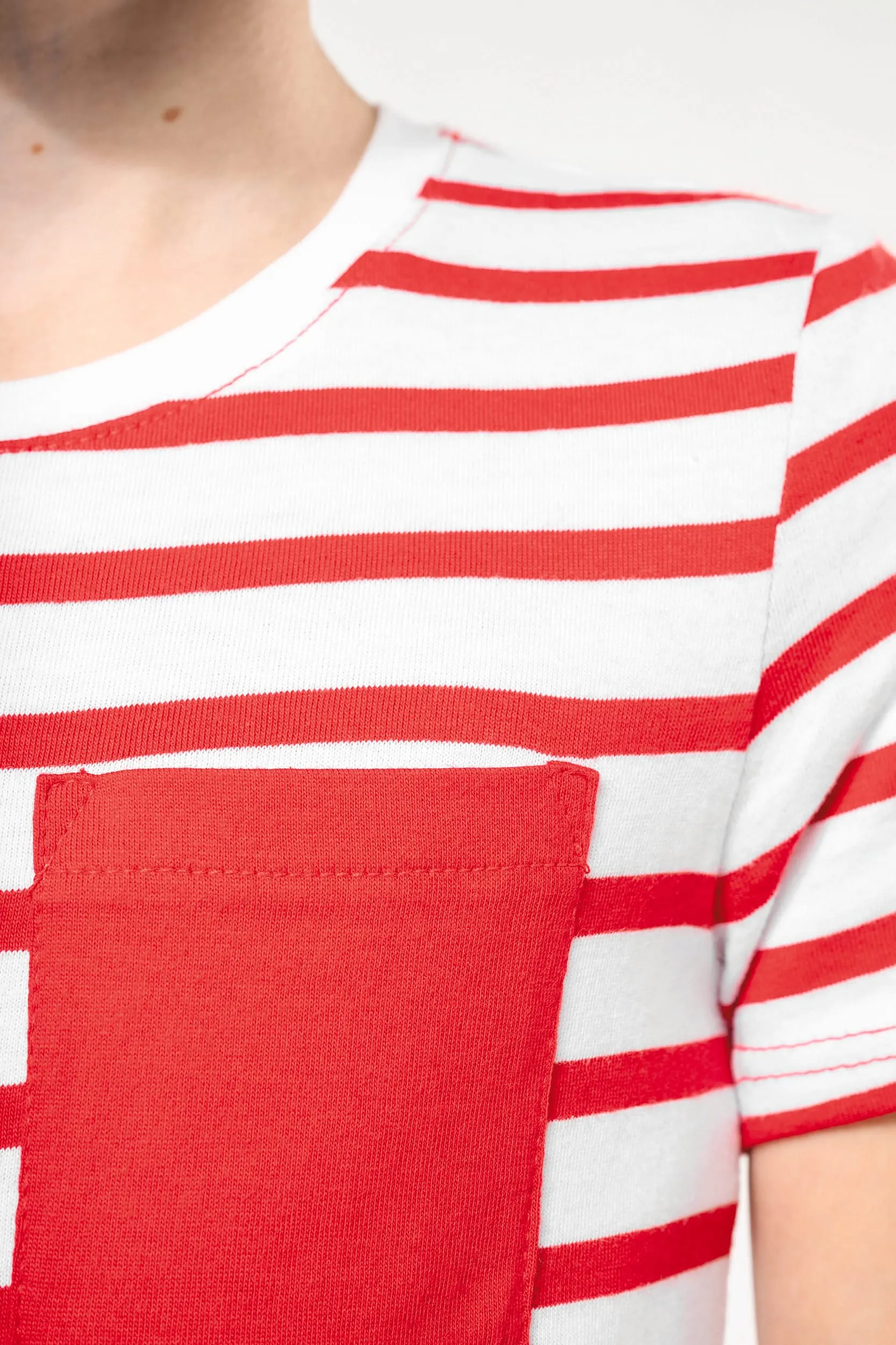 Camiseta Marinero a rayas con bolsillo manga corta para niños