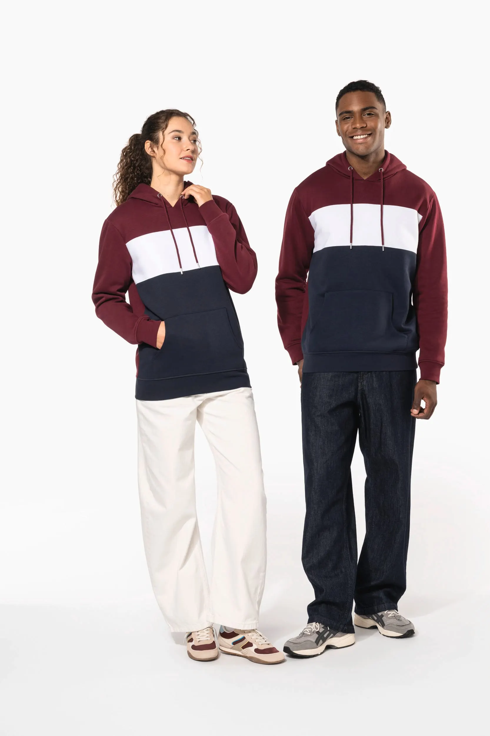 Sudadera tricolor con capucha unisex