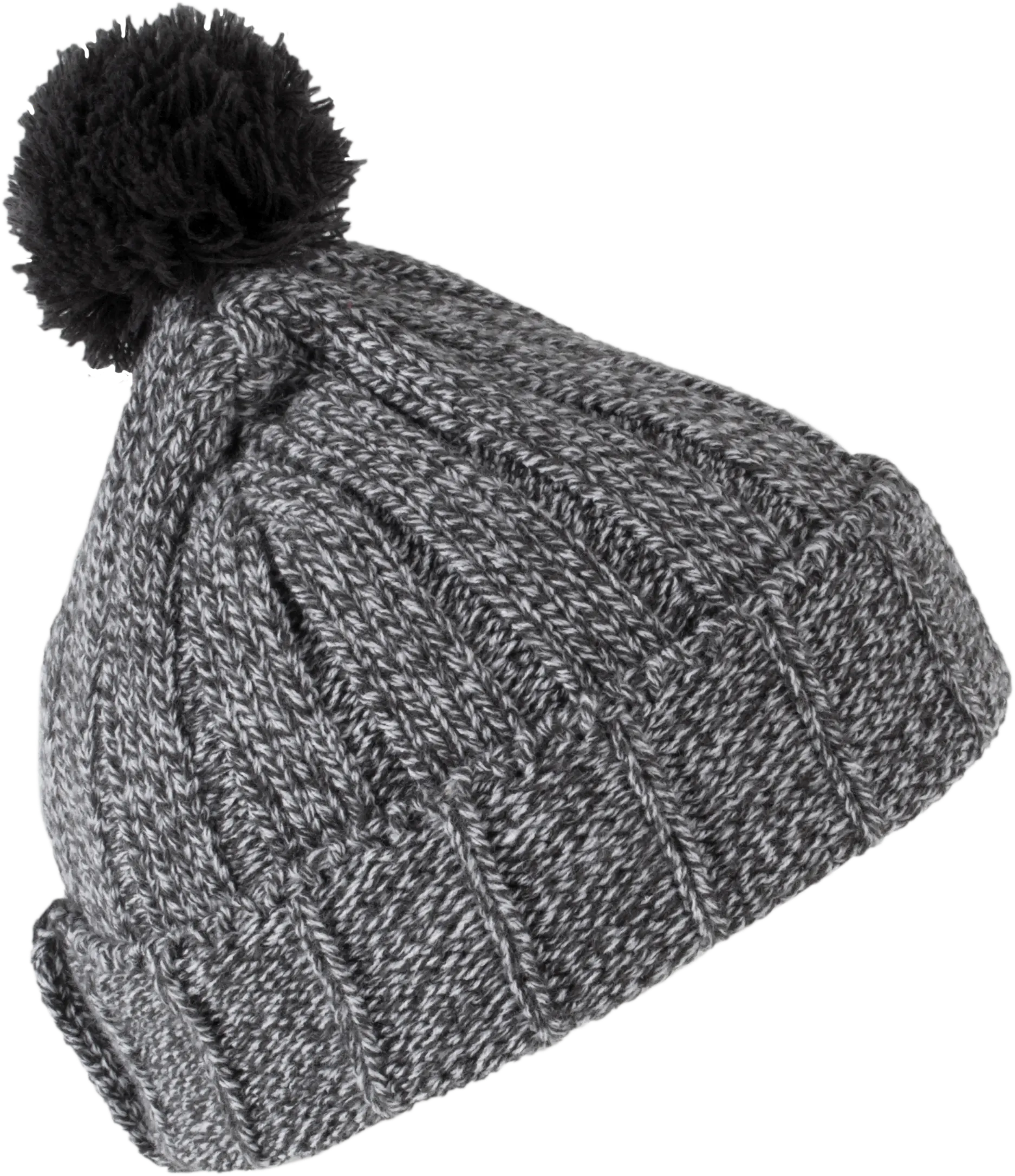 Gorro con pompón y dobladillo