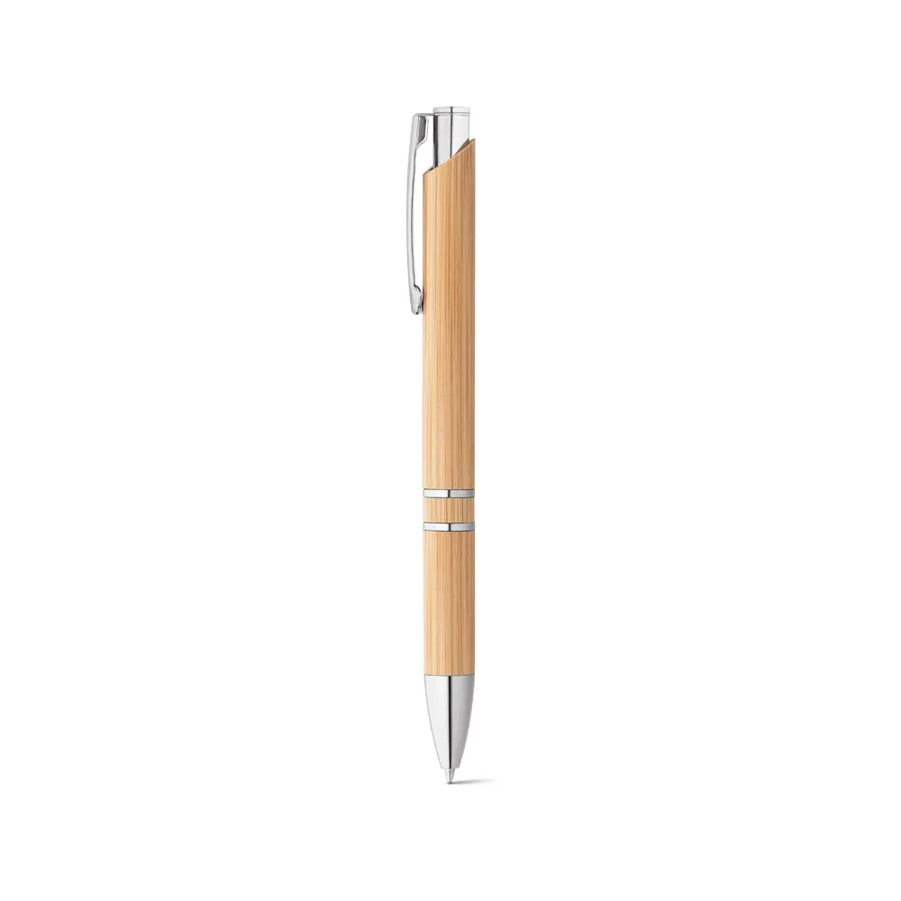 BETA BAMBOO. Bolígrafo de bambú con clip, detalles metálicos