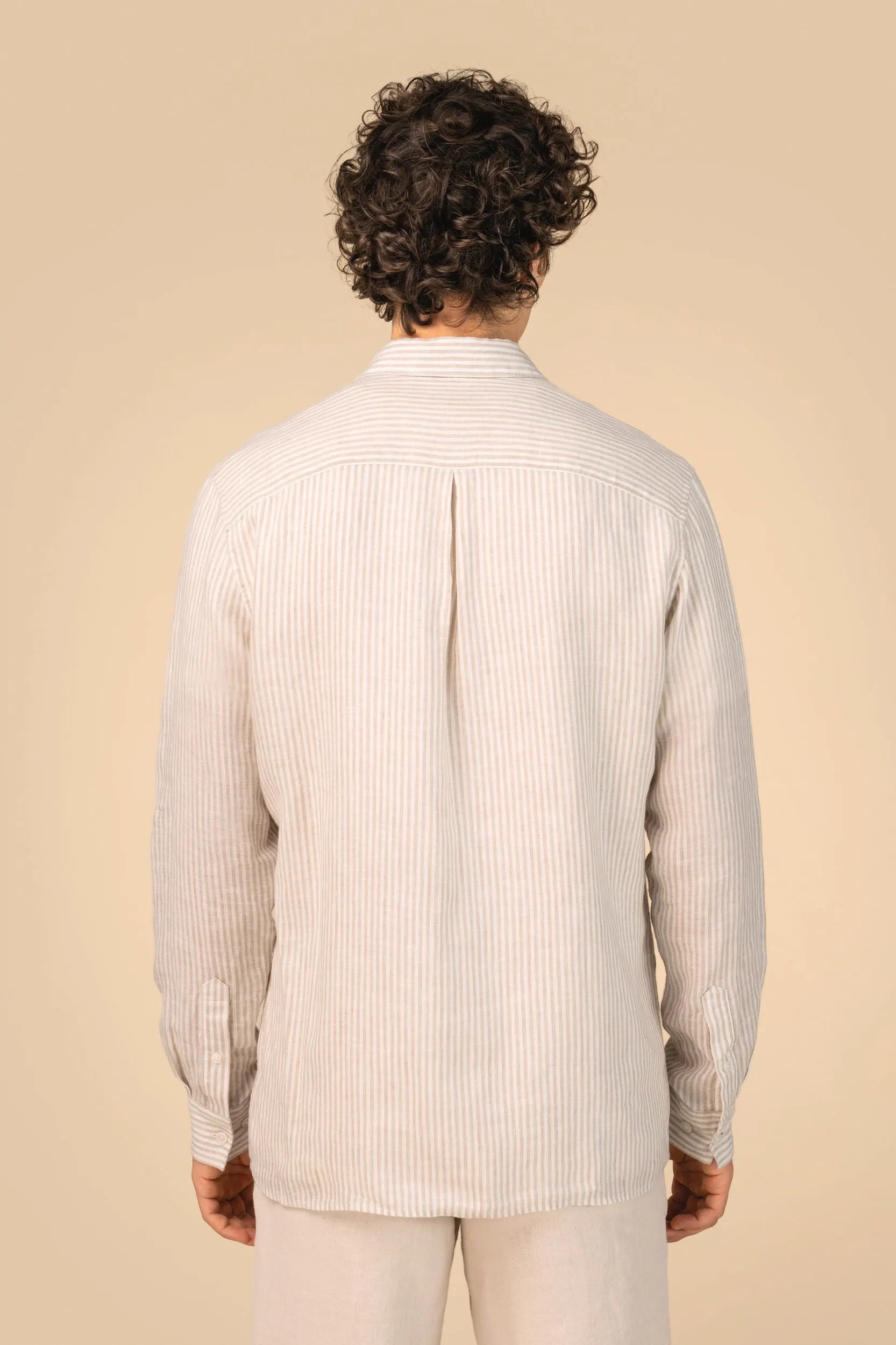 Camisa a rayas de lino para hombre