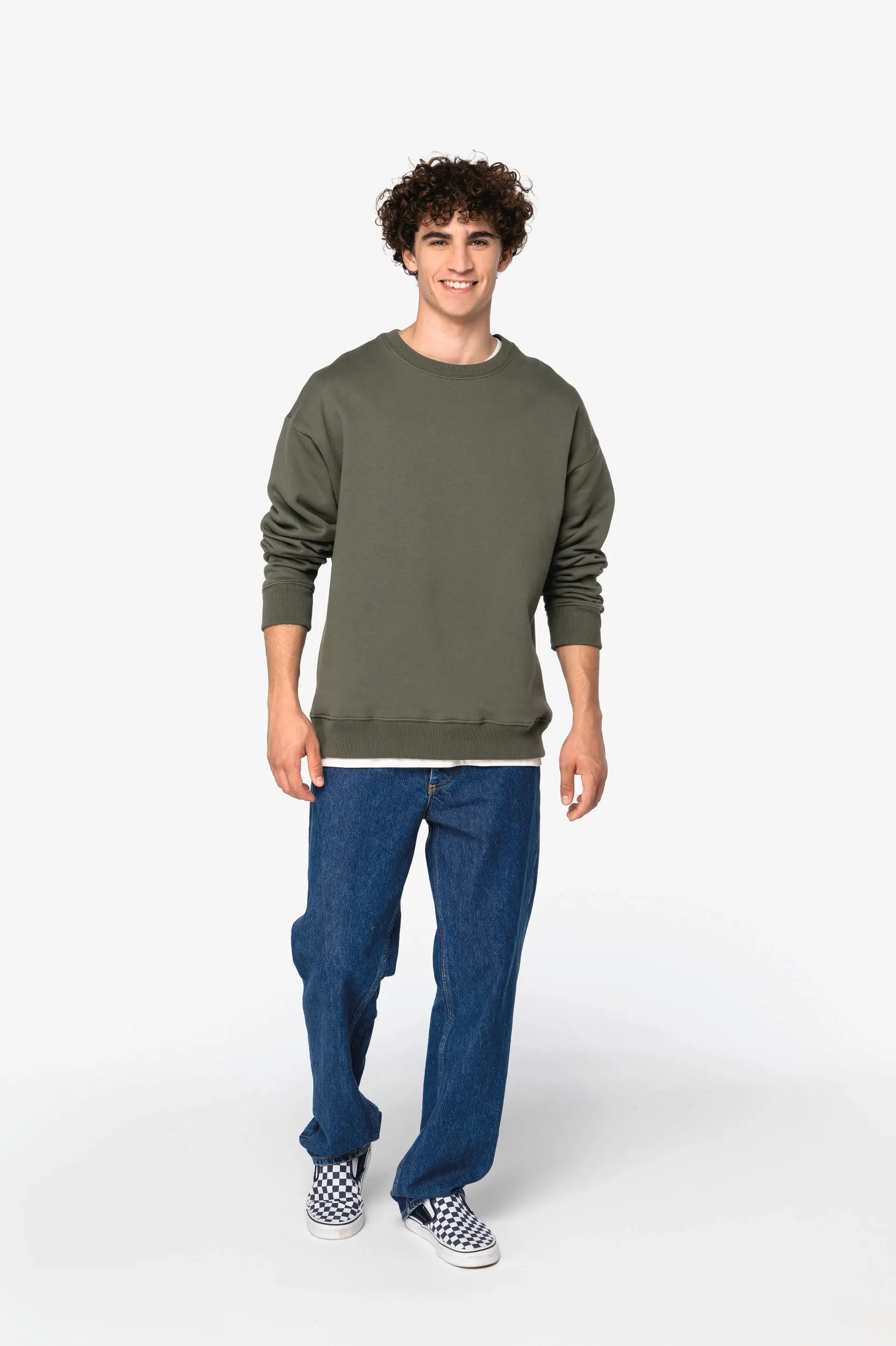 Sudadera cuello redondo oversize unisex
