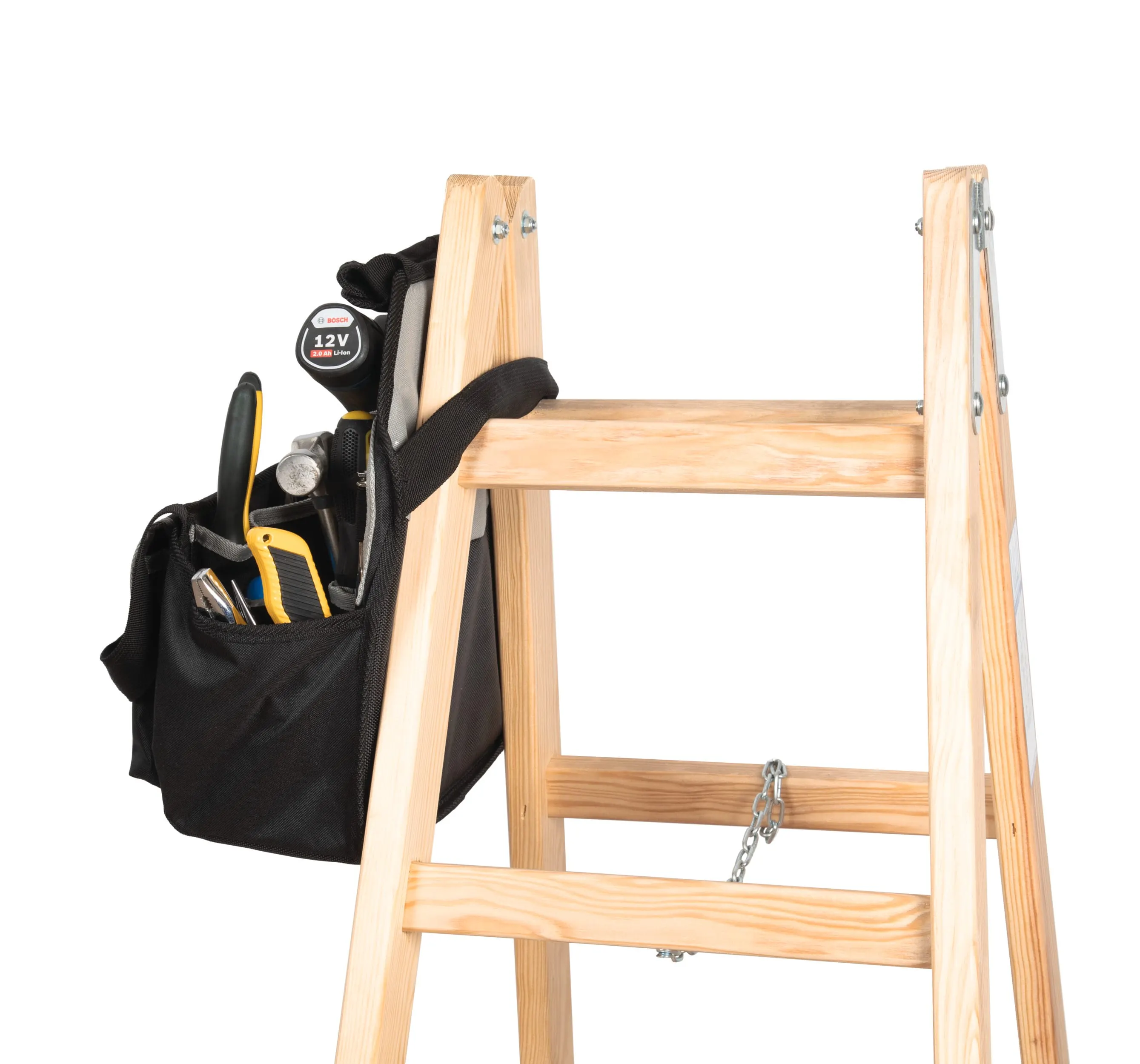 Bolsa de herramientas adaptable a escaleras portátiles