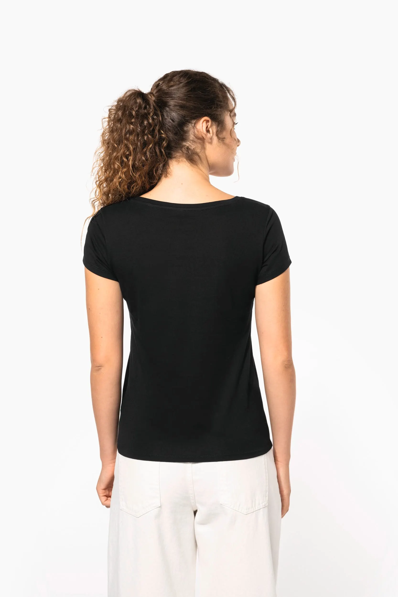 Camiseta manga corta cuello barco mujer