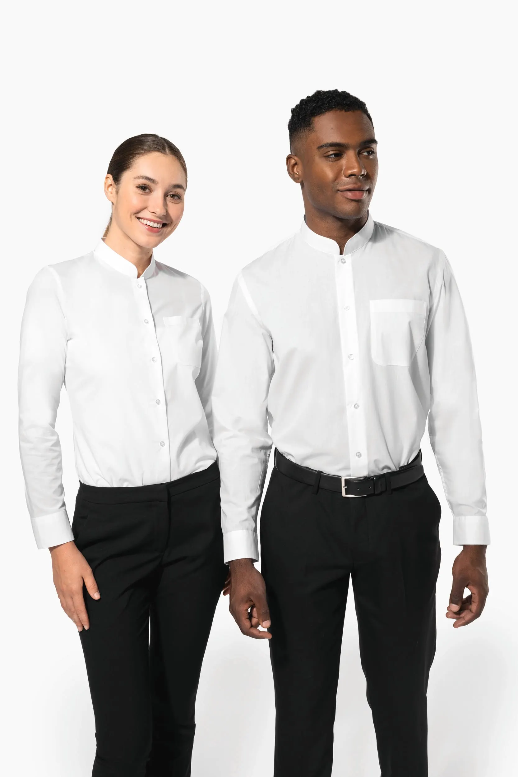 Camisa cuello mao  manga larga hombre