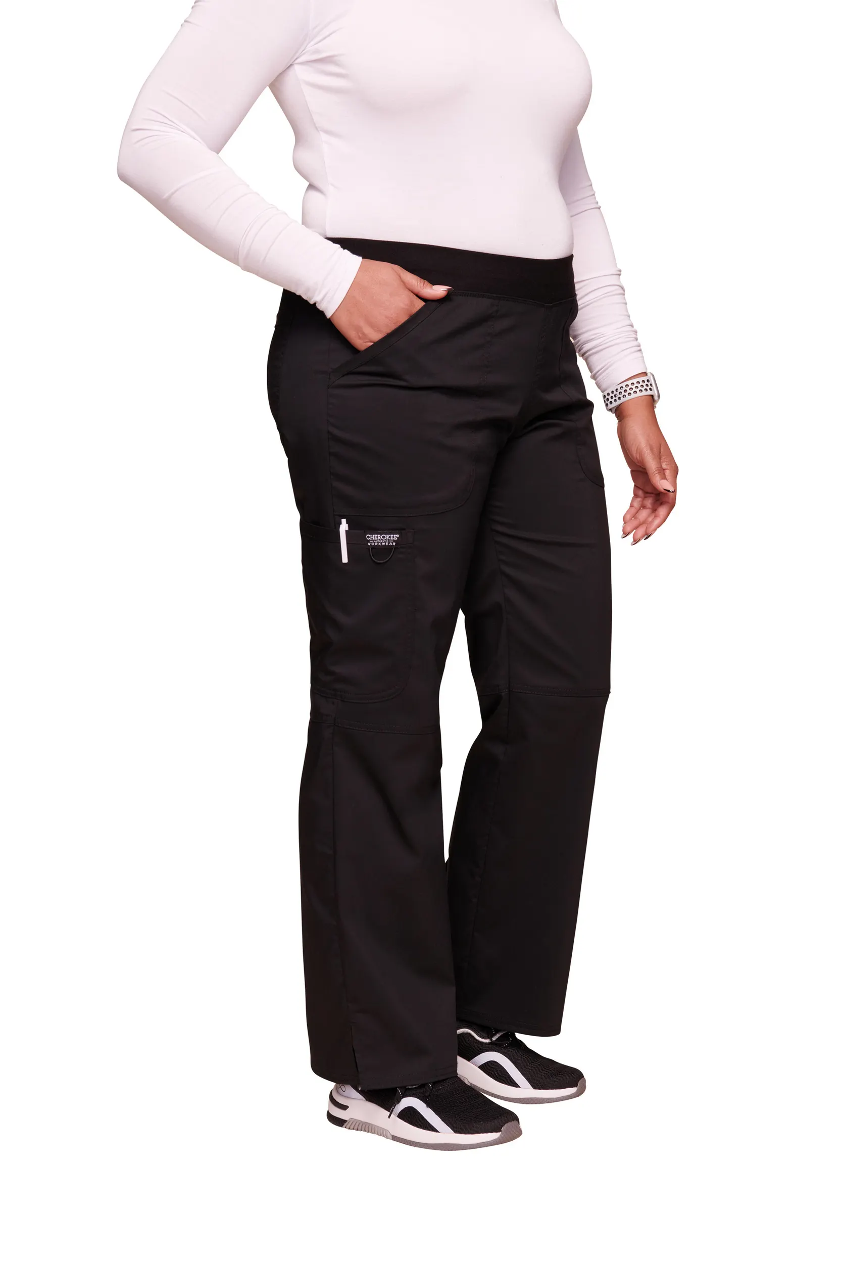 Pantalones tipo cargo de tiro medio mujer