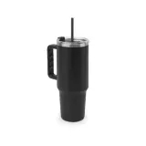 JOYNER XL. Vaso de viaje grande de acero inoxidable (91 % reciclado) con aislamiento al vacío de doble pared y acabado mate de 1300 ml