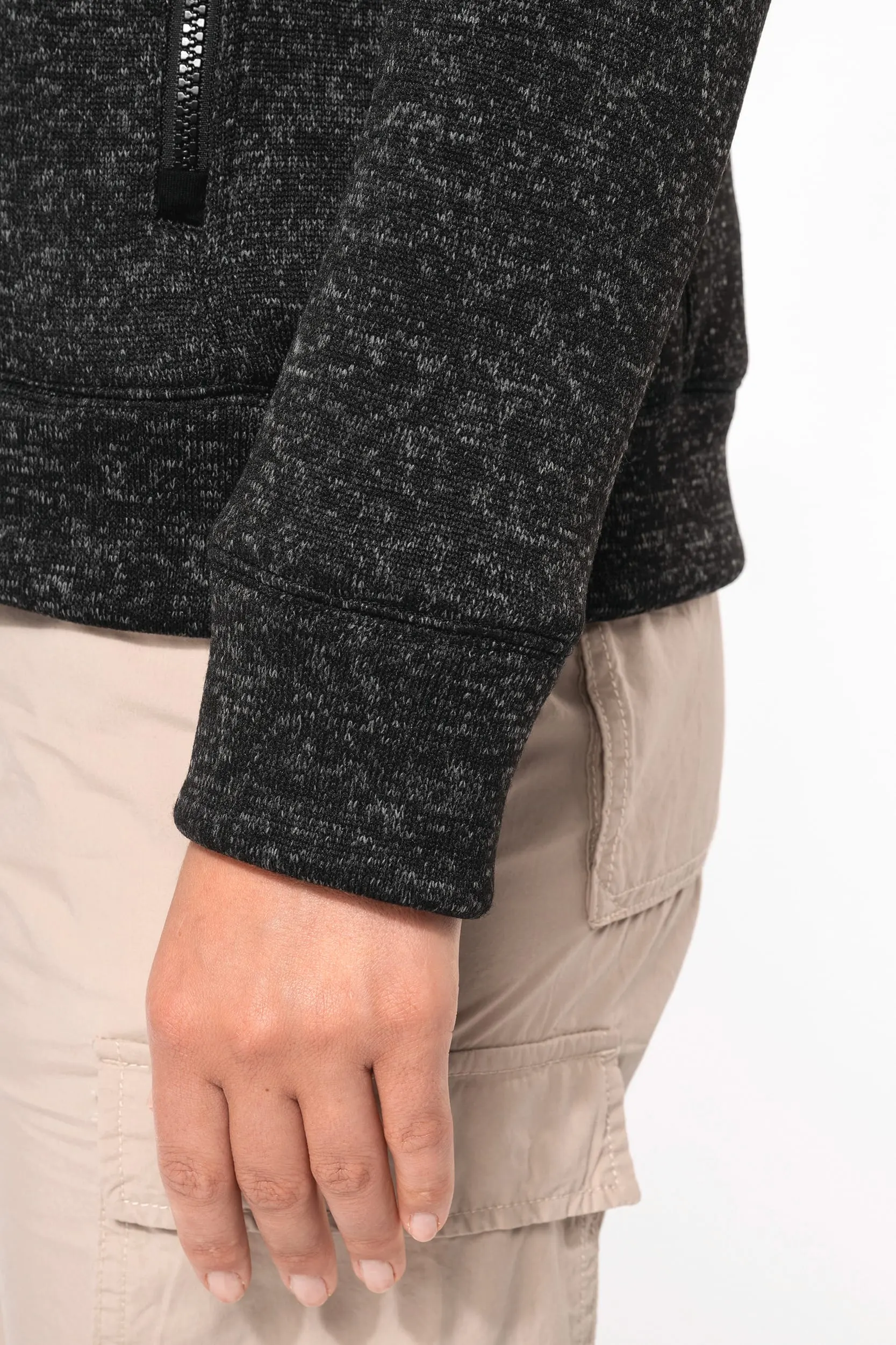Chaqueta jaspeada con cremallera mujer