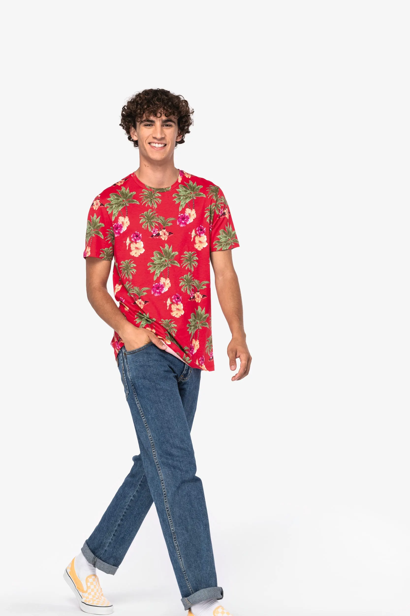 Camiseta ecorresponsable con estampado tropical hombre