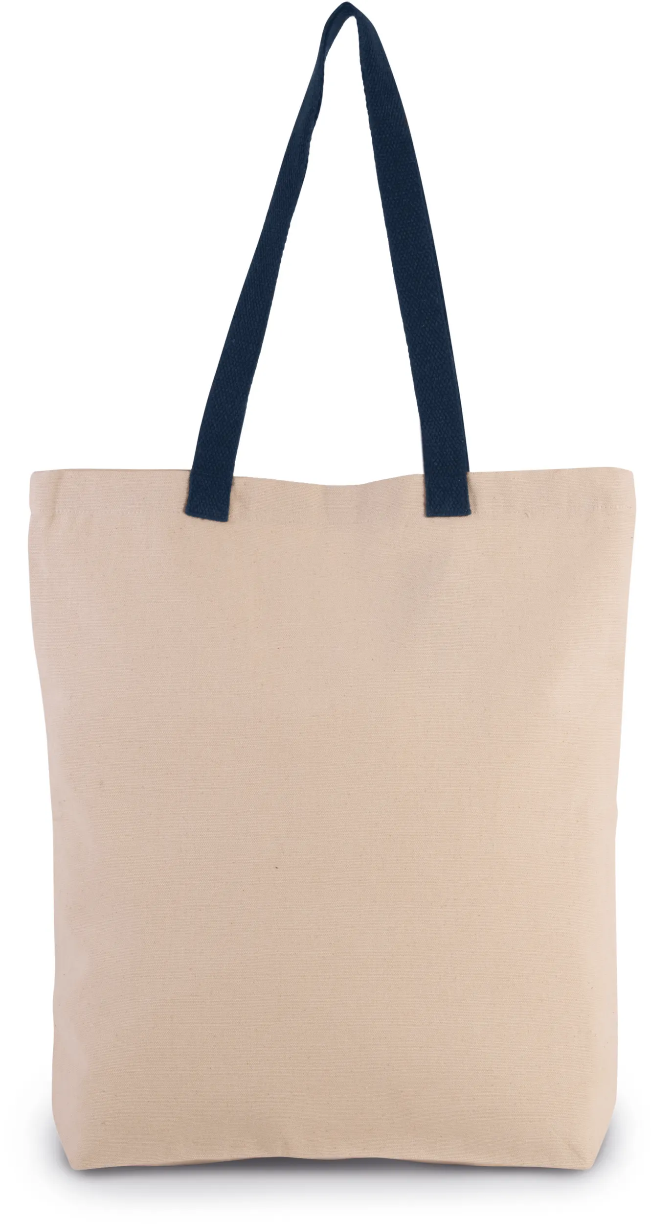 Bolsa shopper tejido canvas con fuelle y asas contrastadas