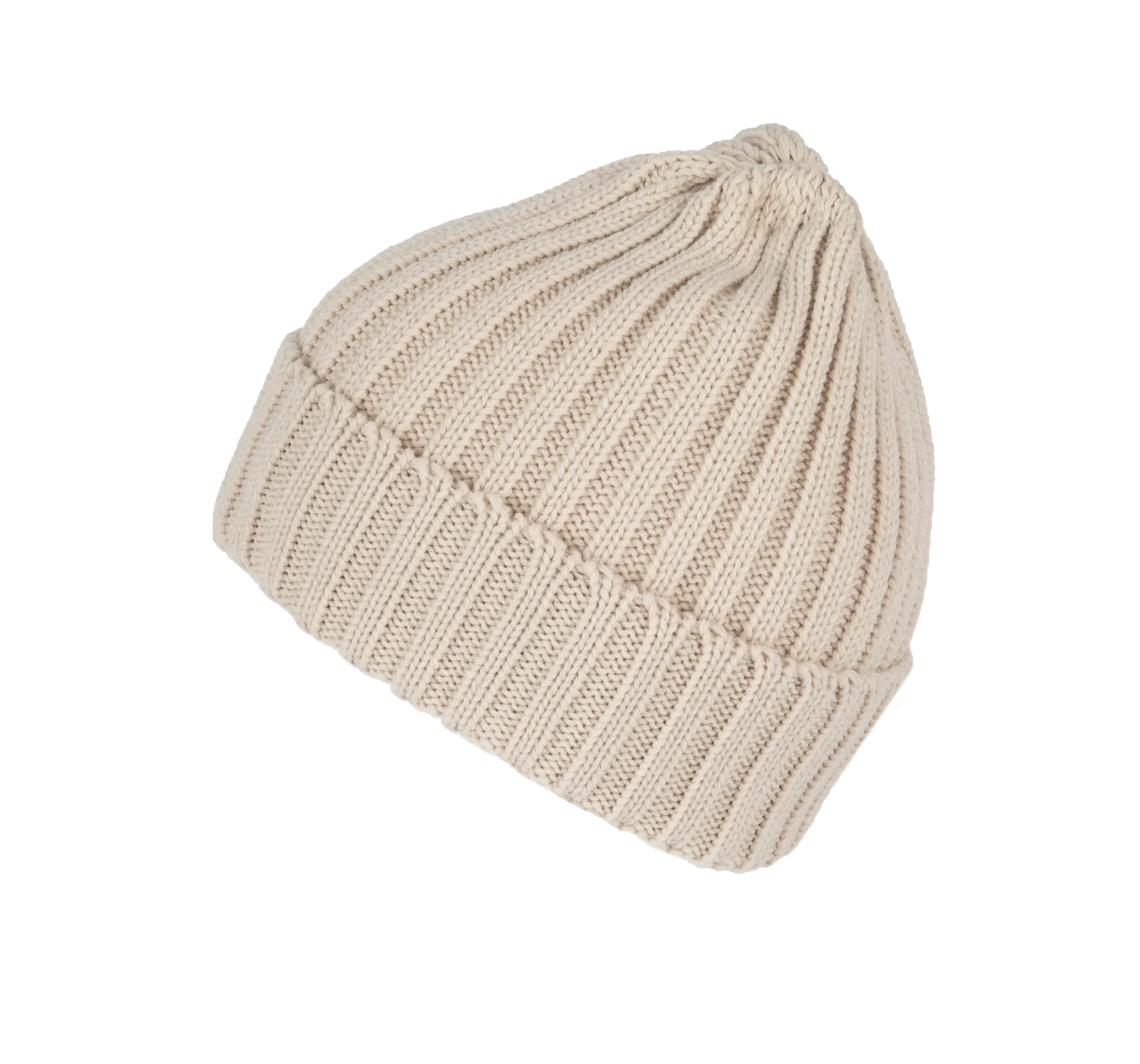 Gorro de punto canalé 2 x 1 con dobladillo