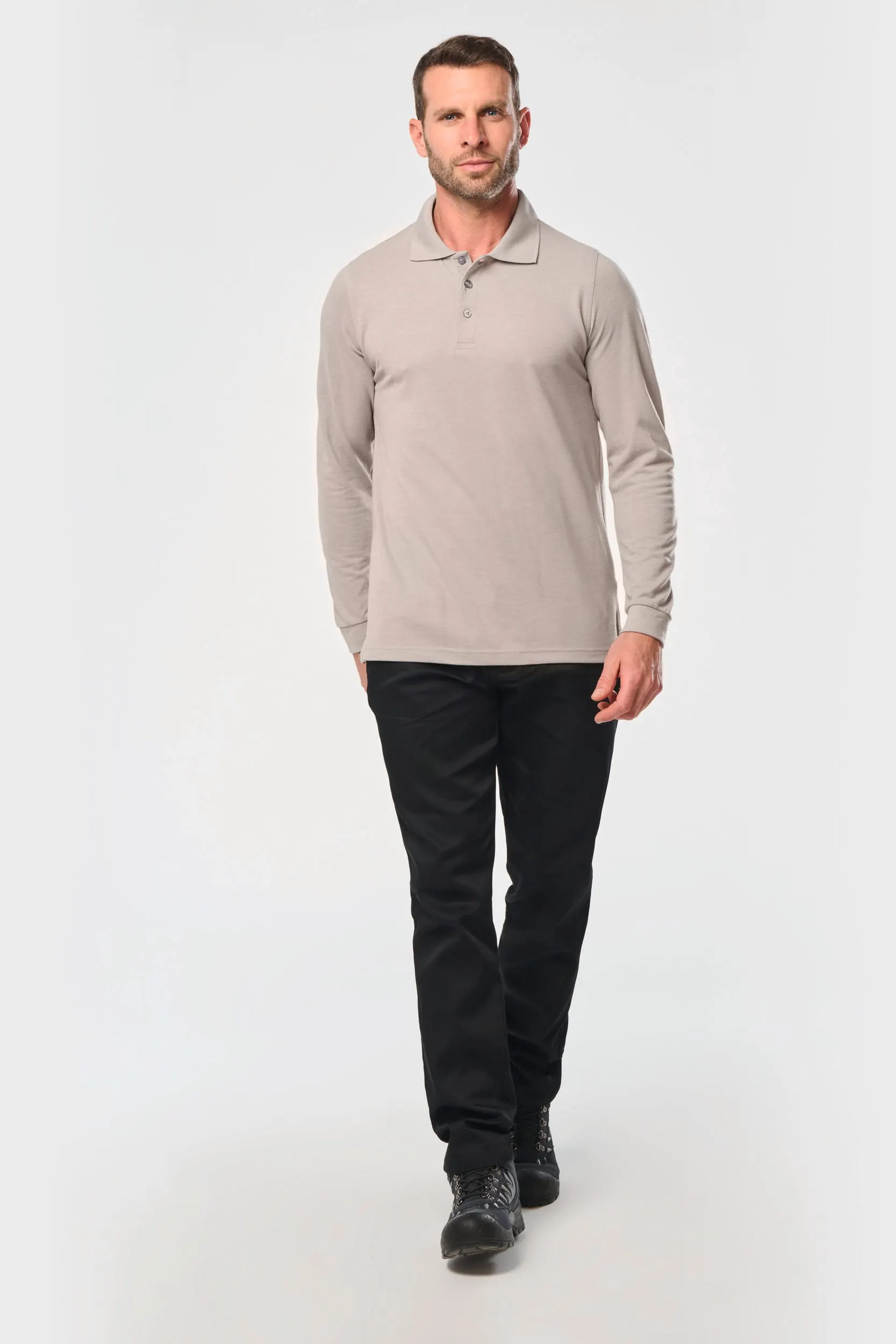 Polo Antibacteriano manga larga hombre
