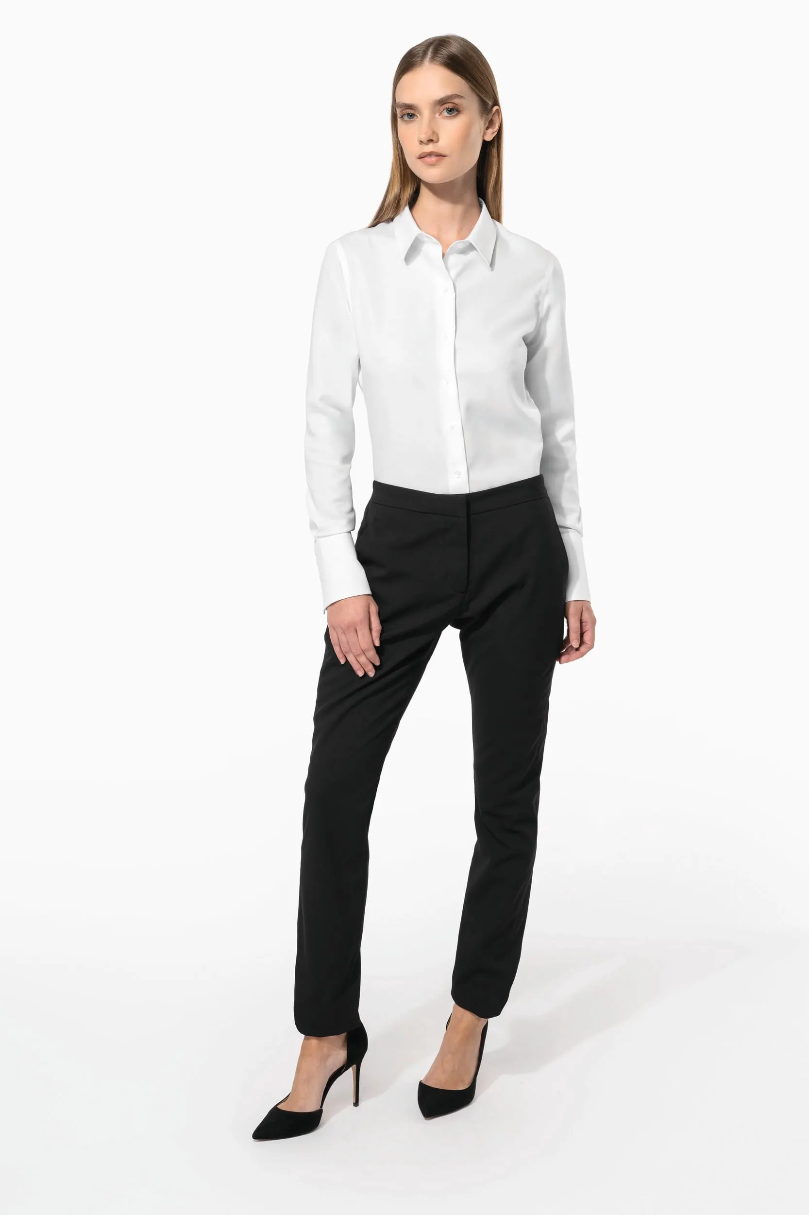 Camisa no-plancha manga larga mujer