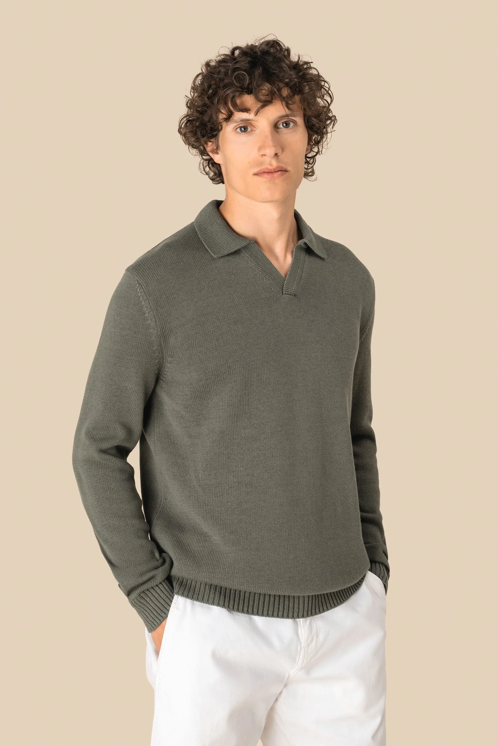 Jersey cuello polo hombre