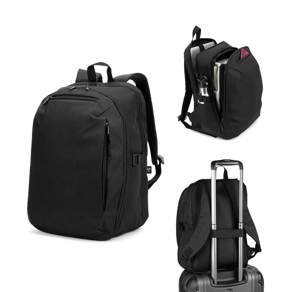 UDINE. Mochila con un compartimento de apertura completa en poliéster reciclado 300D de alta densidad de 16"