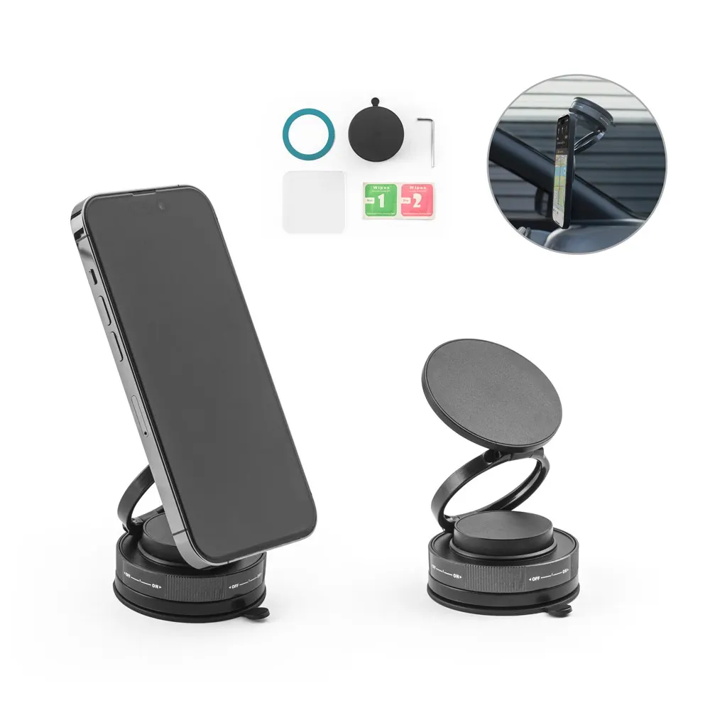 KEPLER. Soporte magnético para móvil con sistema de fijación por vacío para superficies lisas y no lisas (rotación 360º)