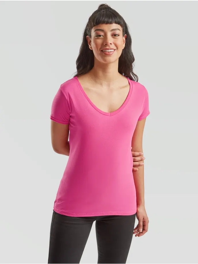 CAMISETA FRUIT OF THE LOOM LADIES ICONIC 150 V-NECK T