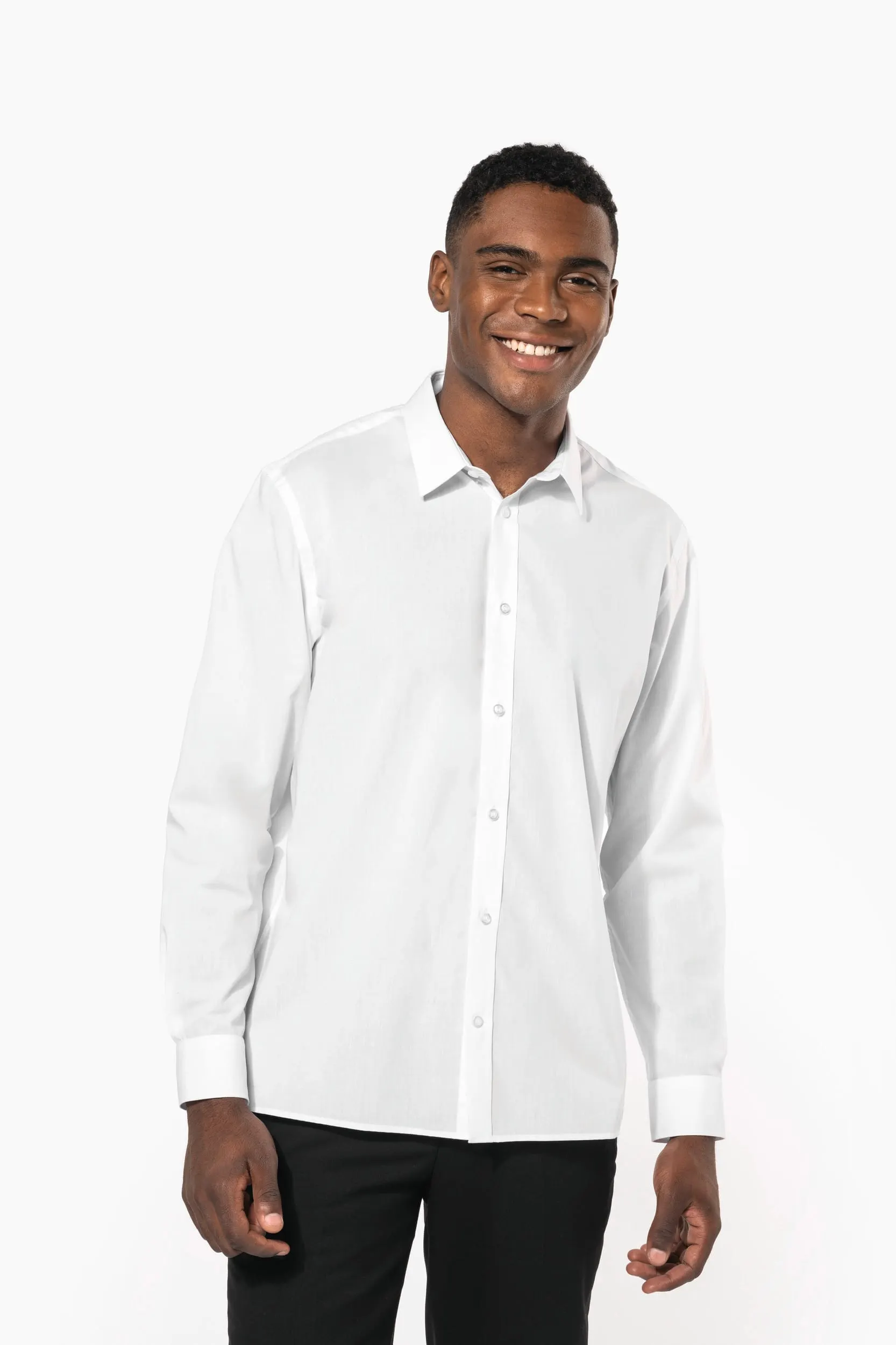 Camisa de popelina de polialgodón de fácil cuidado para hombre