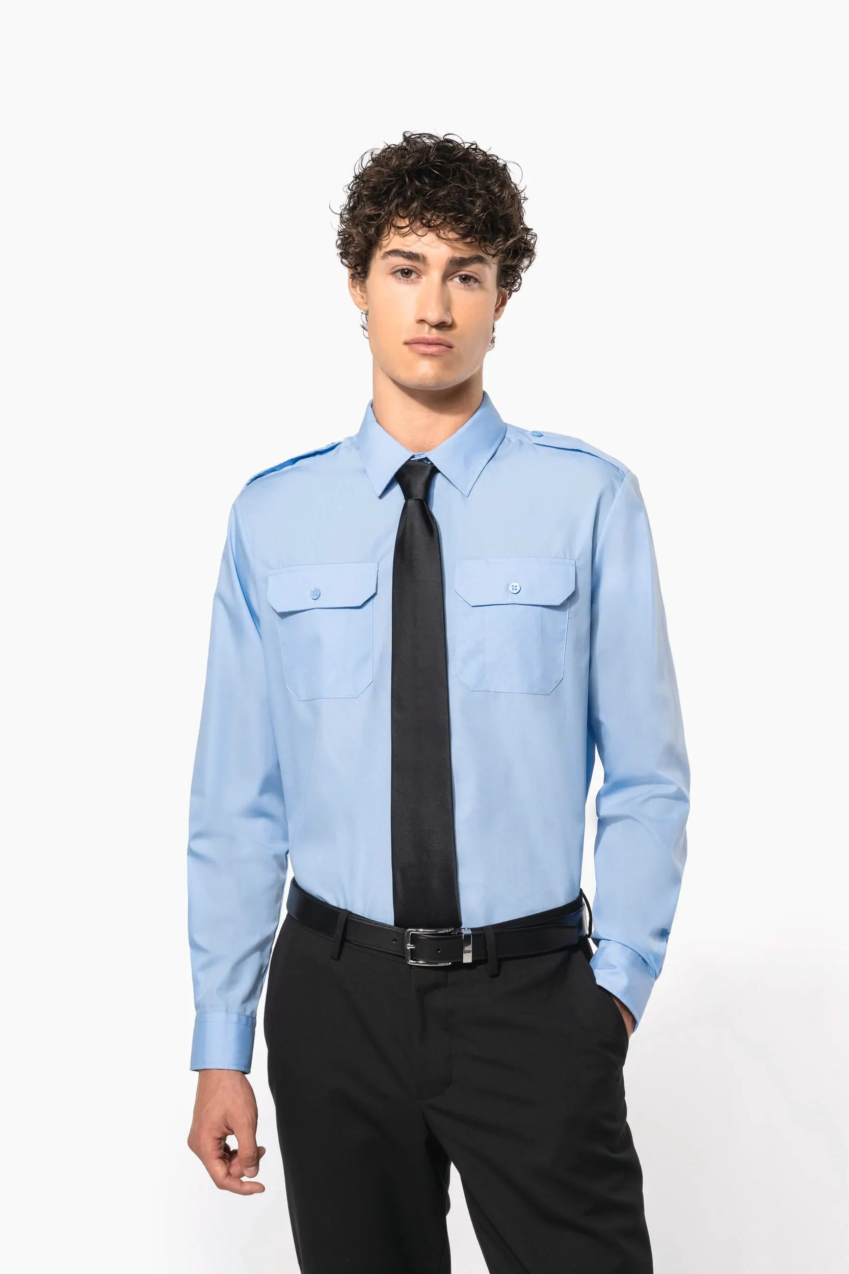 Camisa piloto manga larga hombre