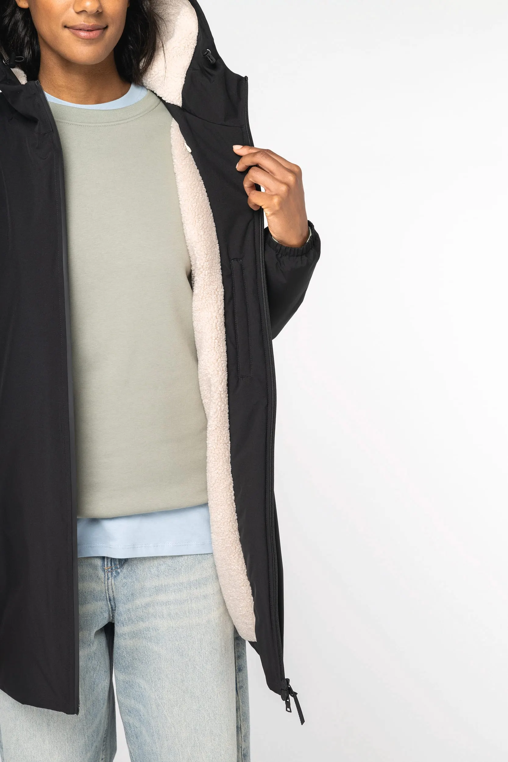 Chaqueta ecorresponsable impermeable con forro de sherpa unisex