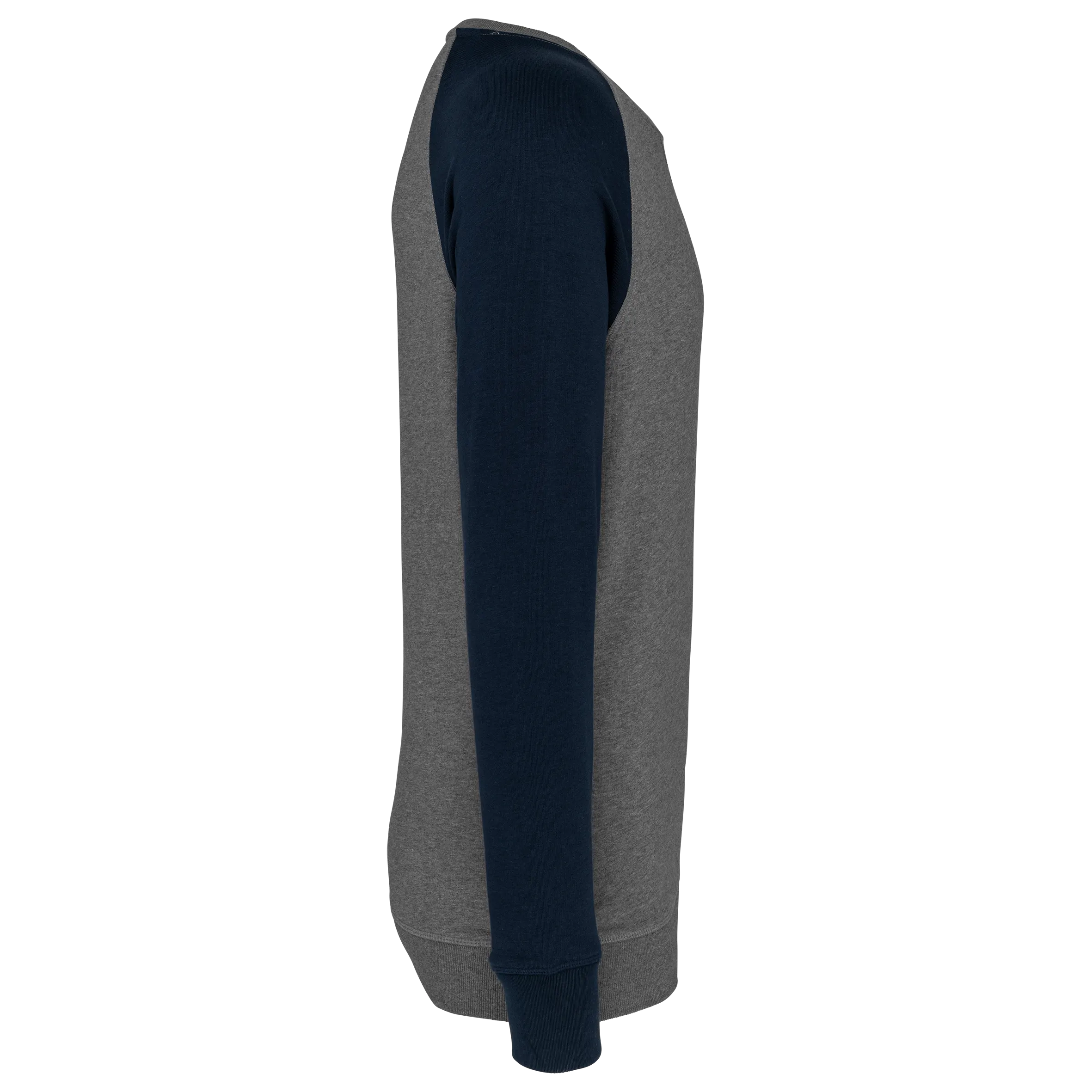 Sudadera bicolor algodón orgánico French Terry cuello redondo mangas raglan hombre