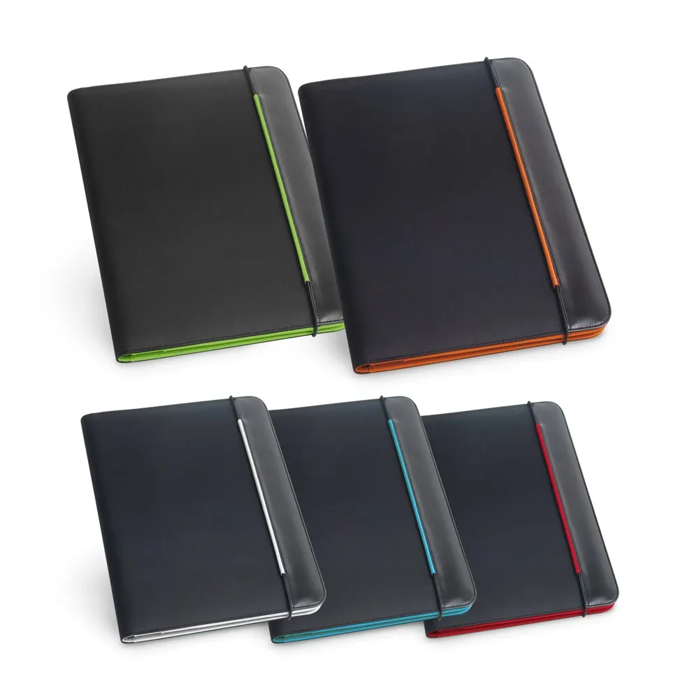 FITZGERALD. Portafolios A4 en PU y 800D con bloc de páginas rayadas