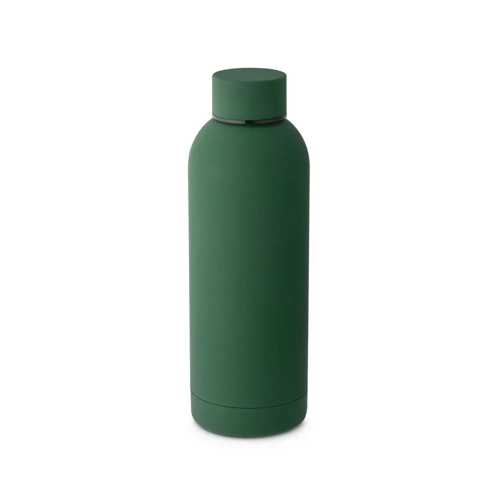 ODIN. Botella de acero inoxidable (36% reciclado) con acabado gomoso 500 mL