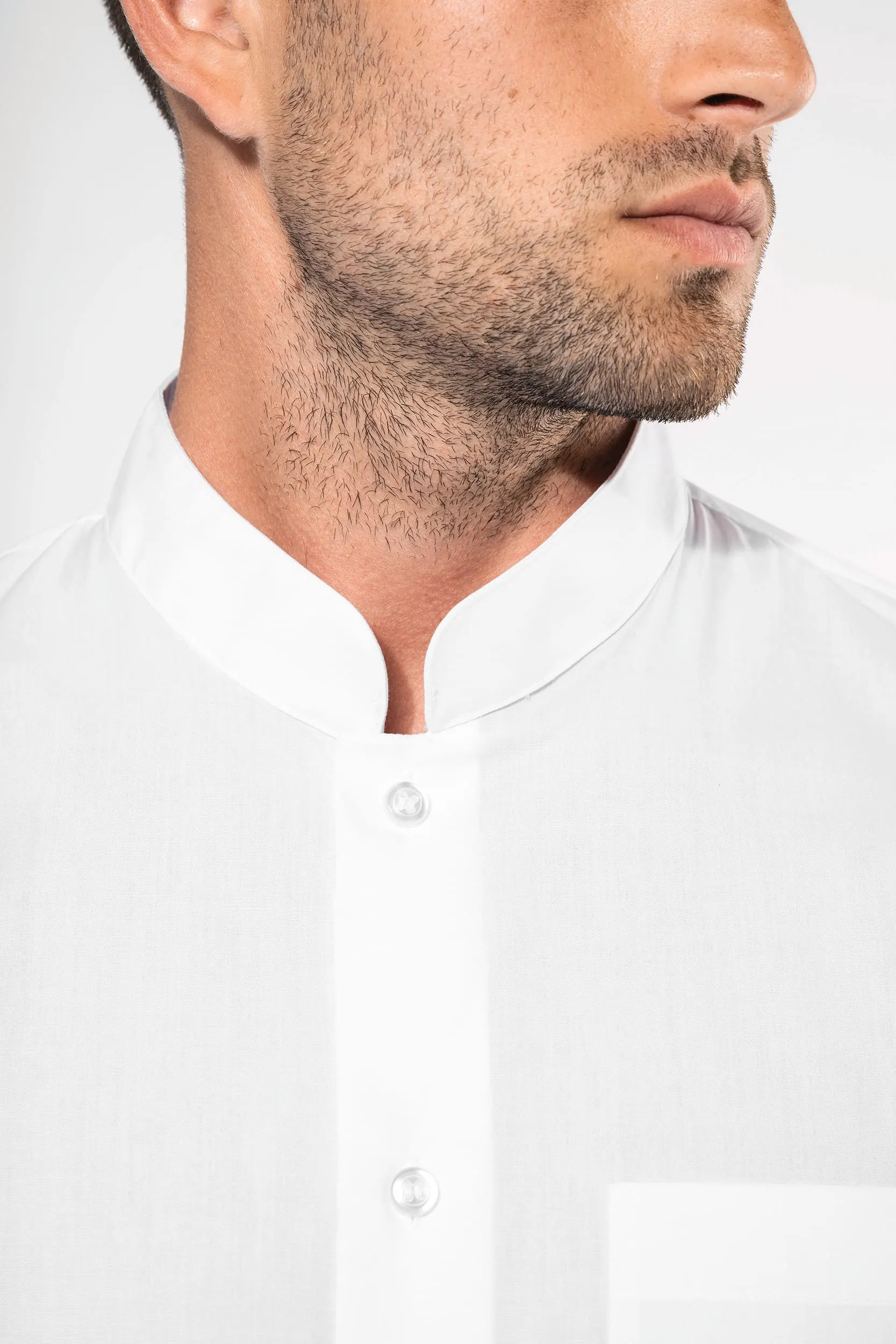 Camisa cuello mao  manga larga hombre