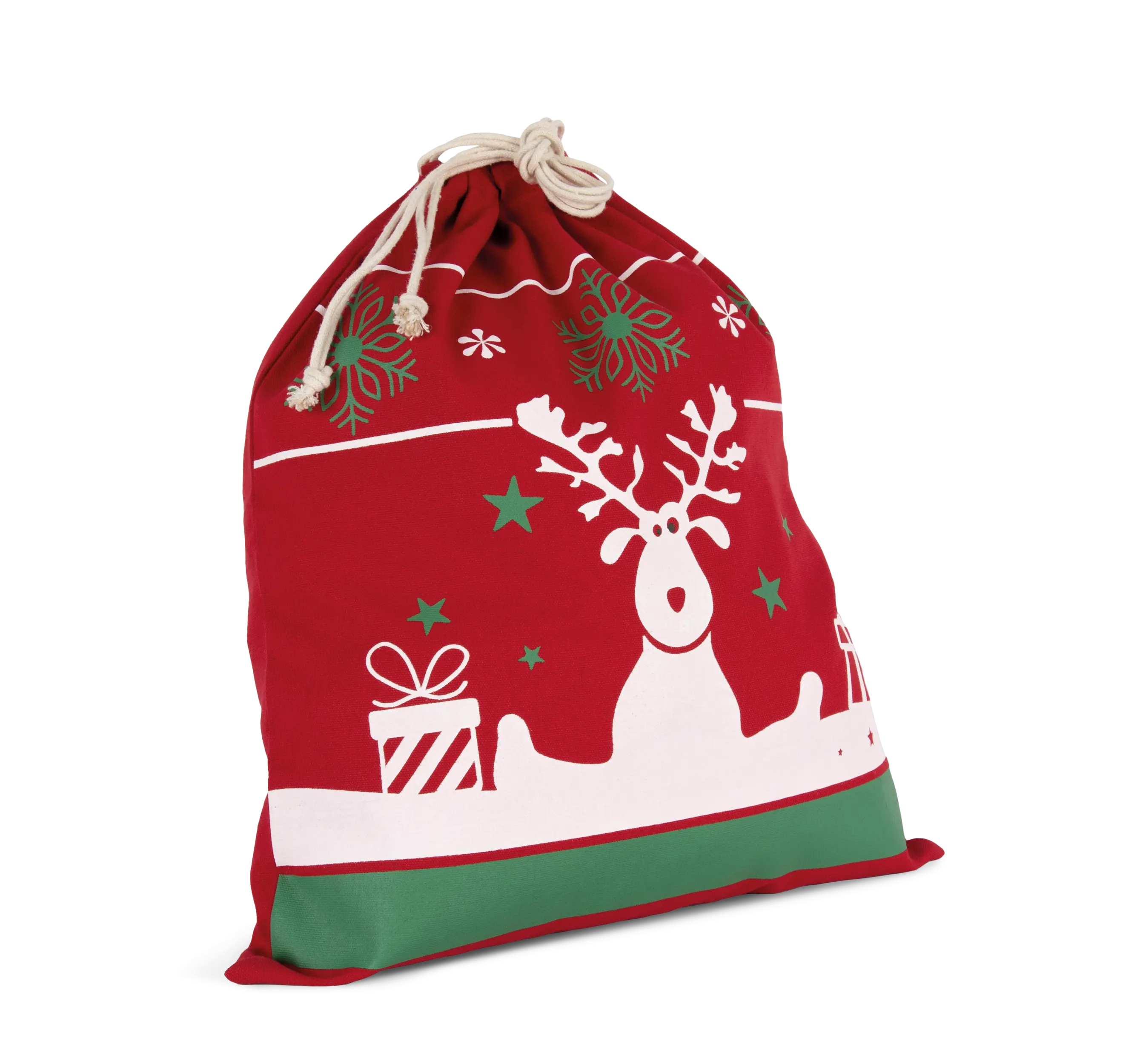 Bolsa con cordón y motivos navideños