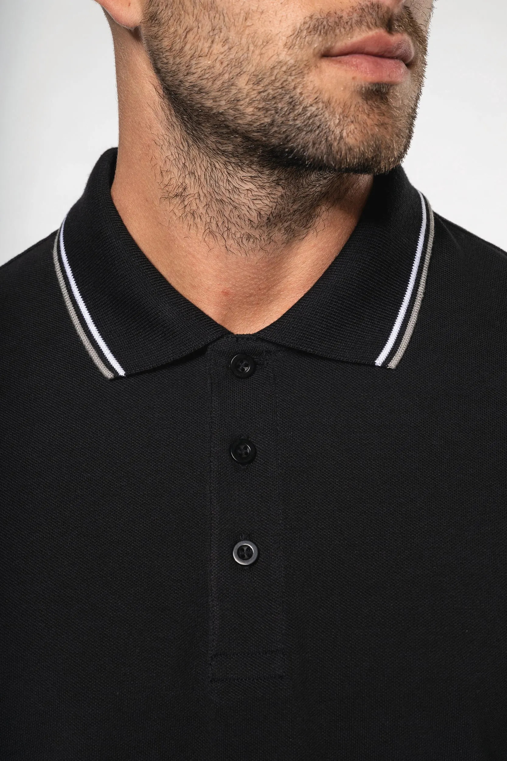 Polo piqué manga larga hombre