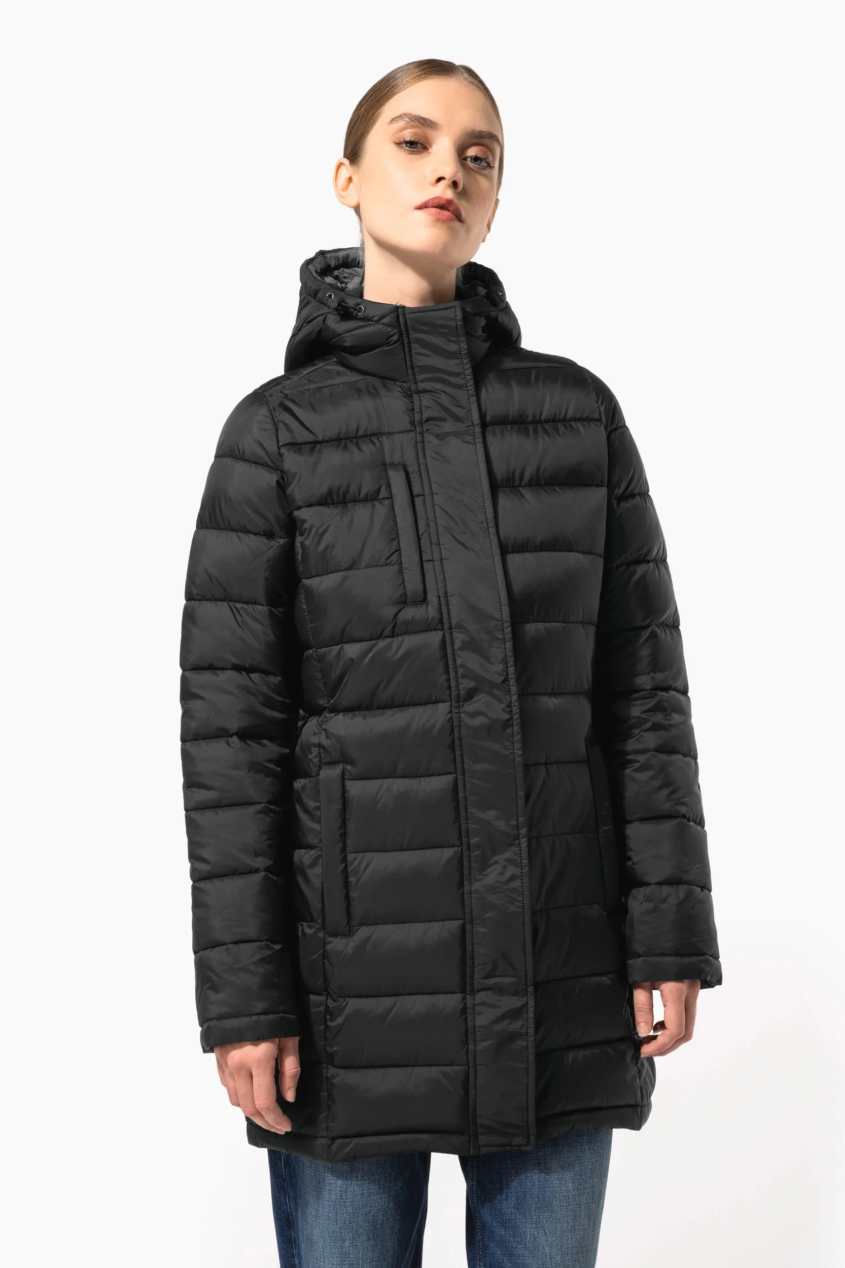 Parka ligera acolchada con capucha para mujer