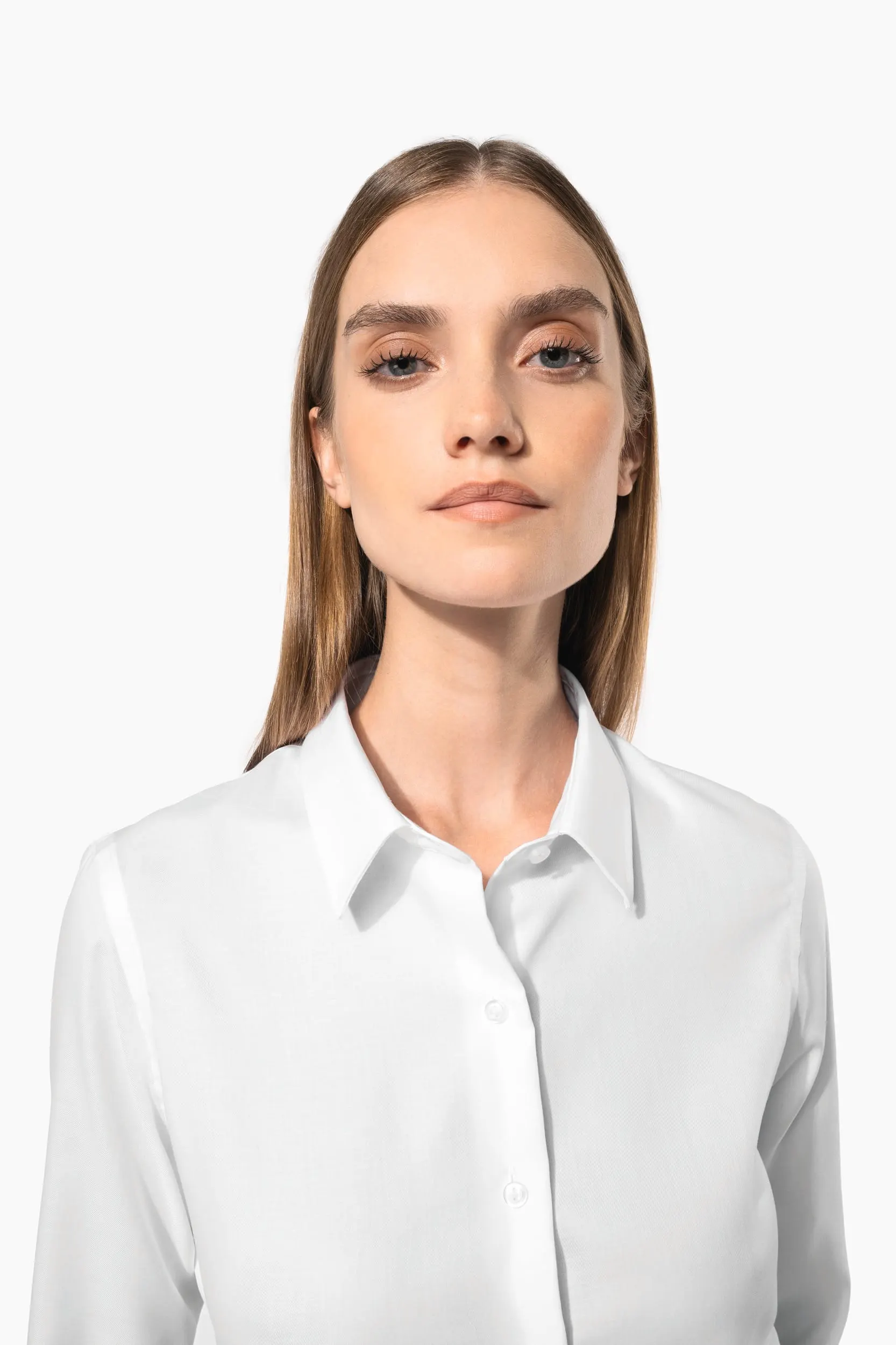 Camisa no-plancha manga larga mujer