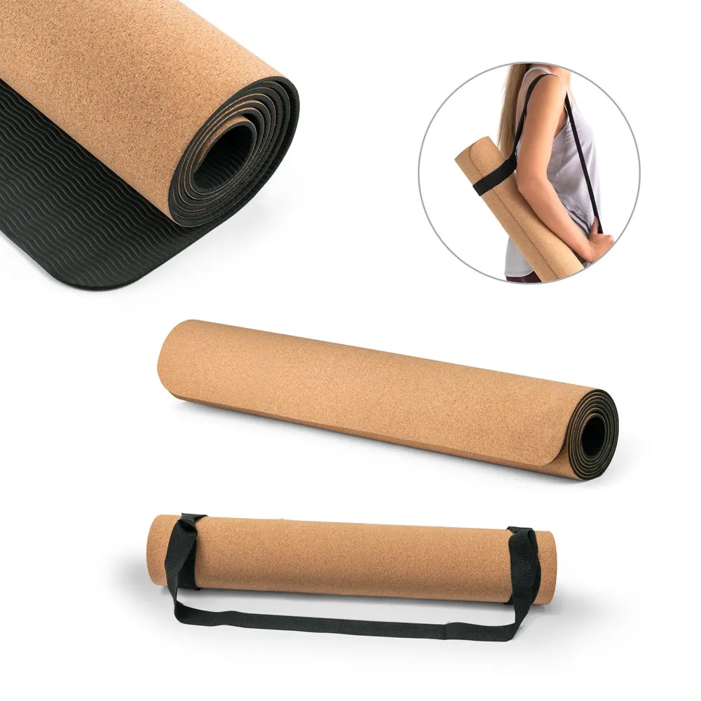 GERES. Colchoneta de ejercicios para yoga fabricada en corcho y TPE. De 3.7 mm de espesor
