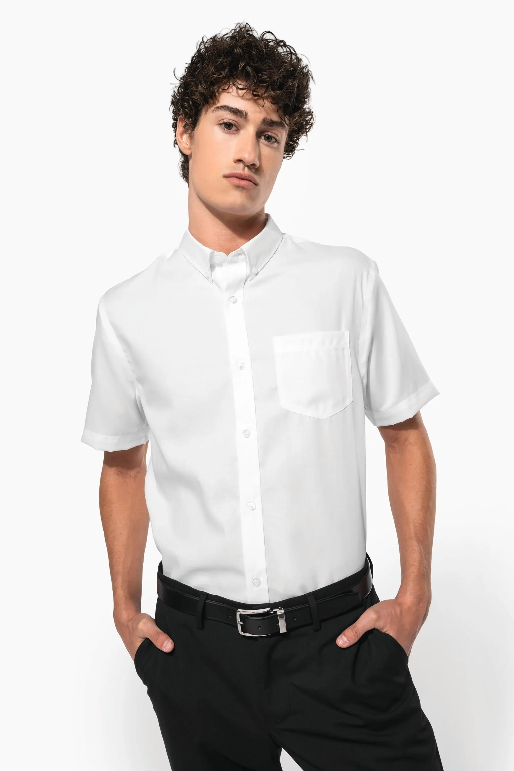 Camisa micro sarga no-plancha manga corta hombre
