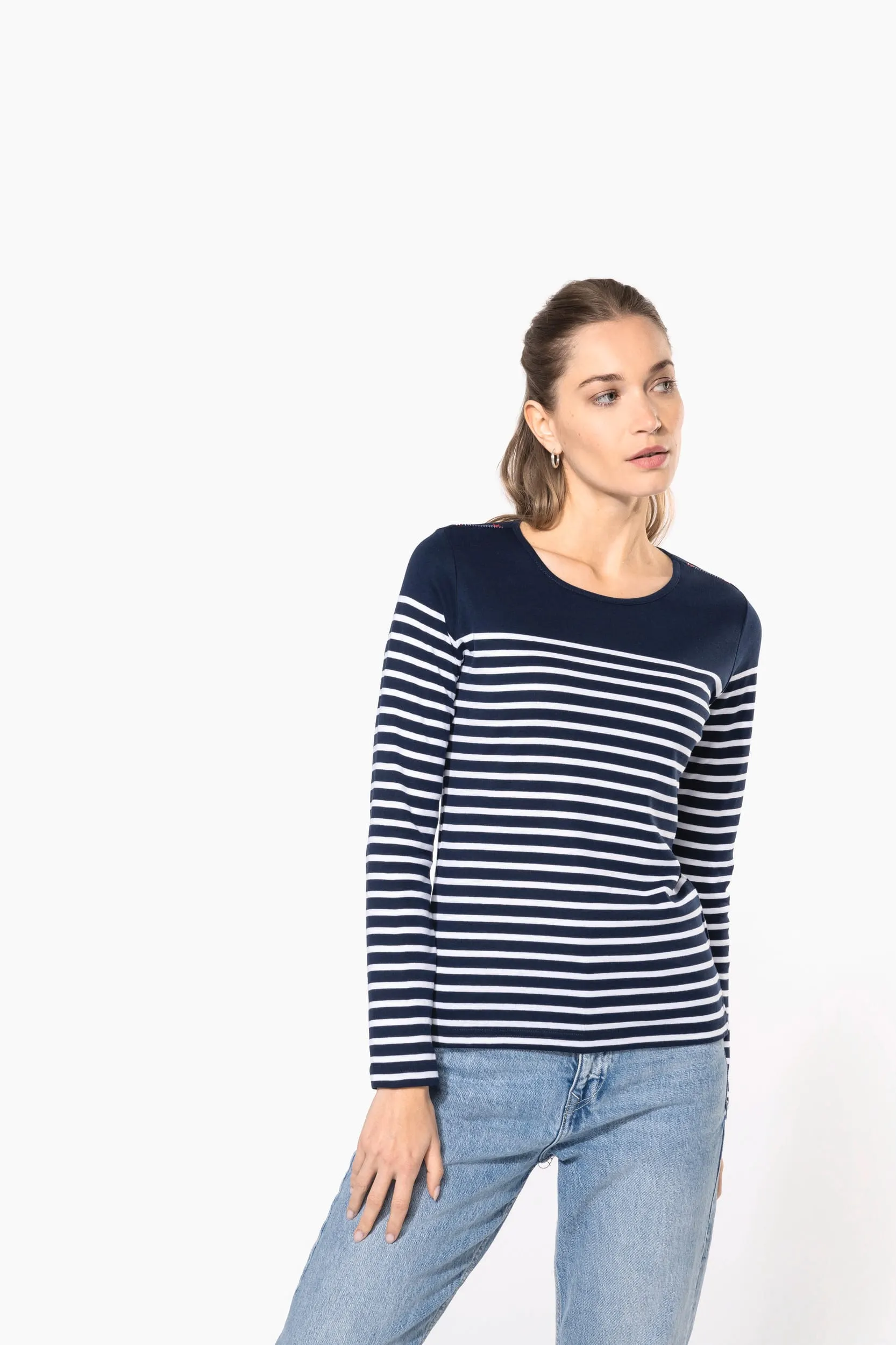Camiseta marinera de manga larga de mujer
