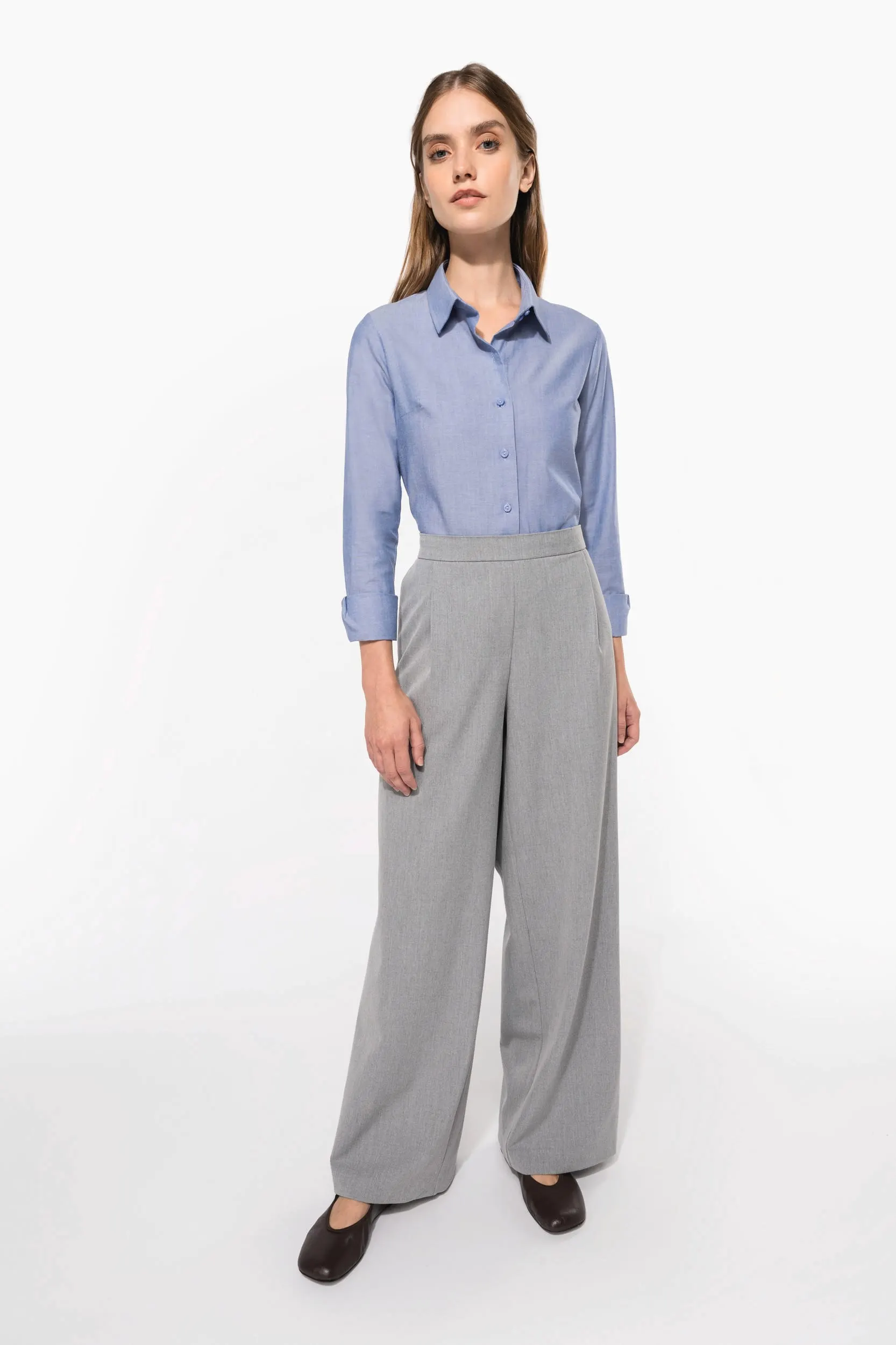 Camisa oxford manga larga mujer