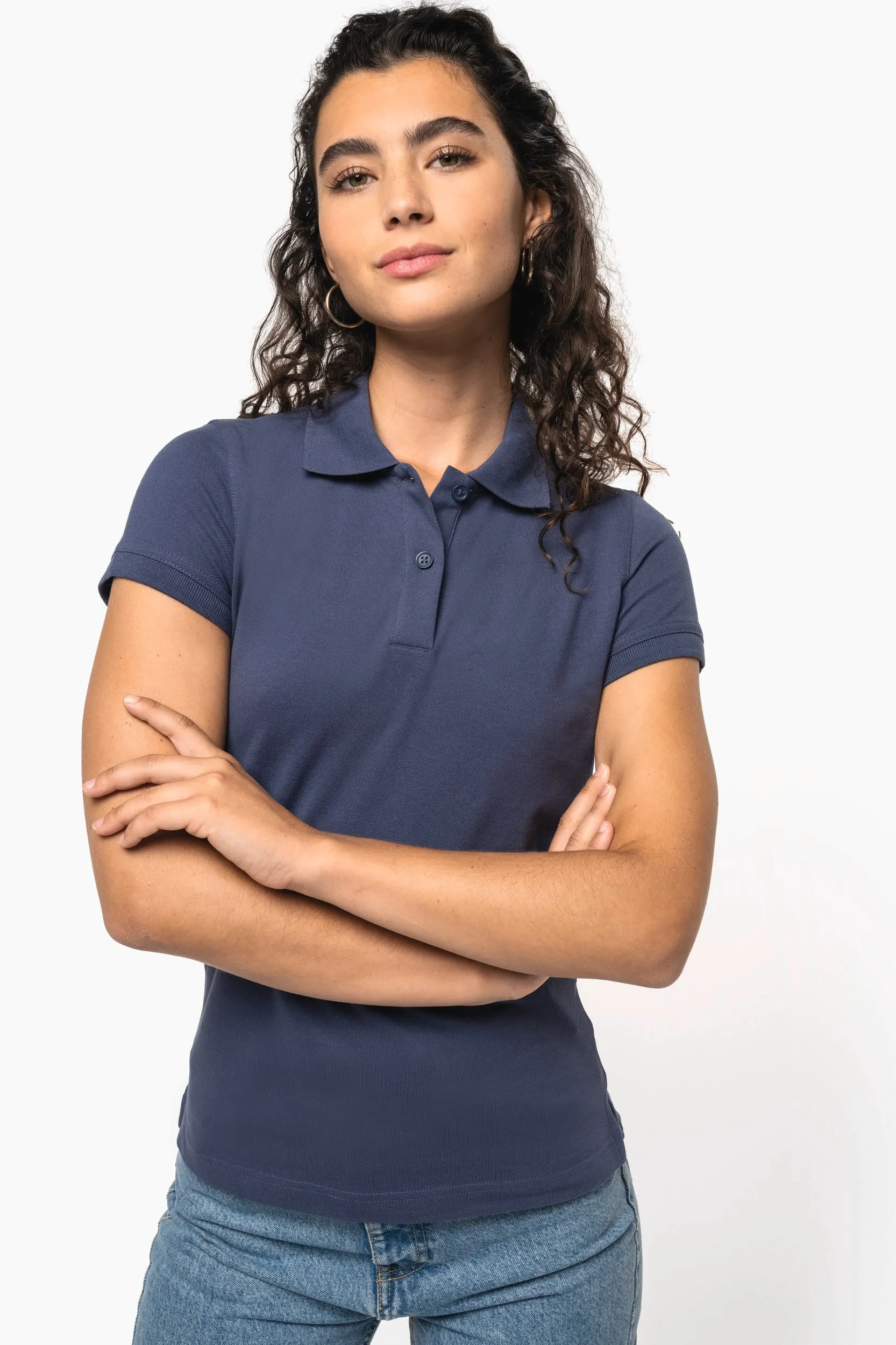 Polo de punto piqué manga corta mujer